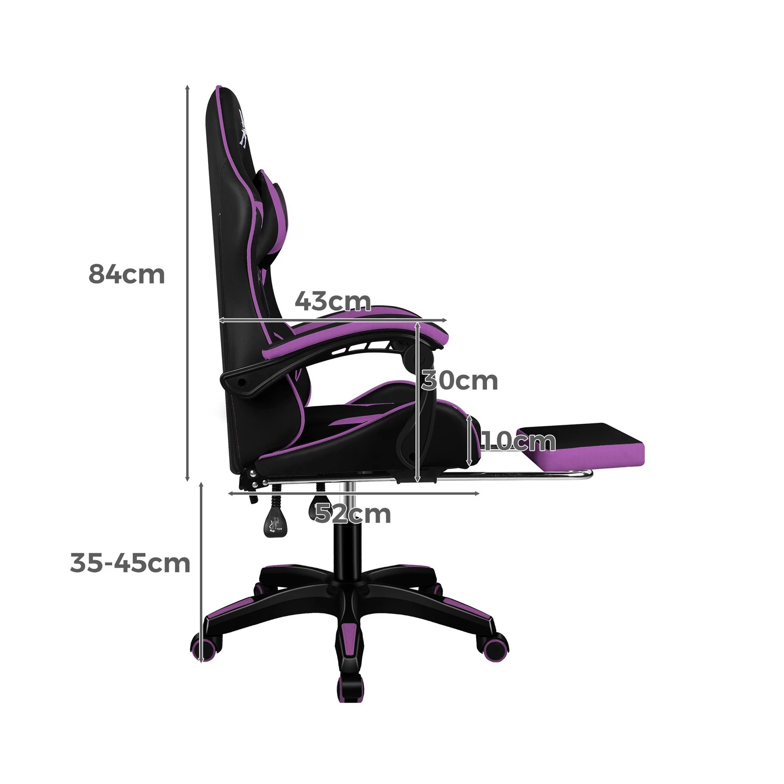 9 Alfordson Gaming Office Chair Massage Computer Footrest Leather - Purple, 9 of 10