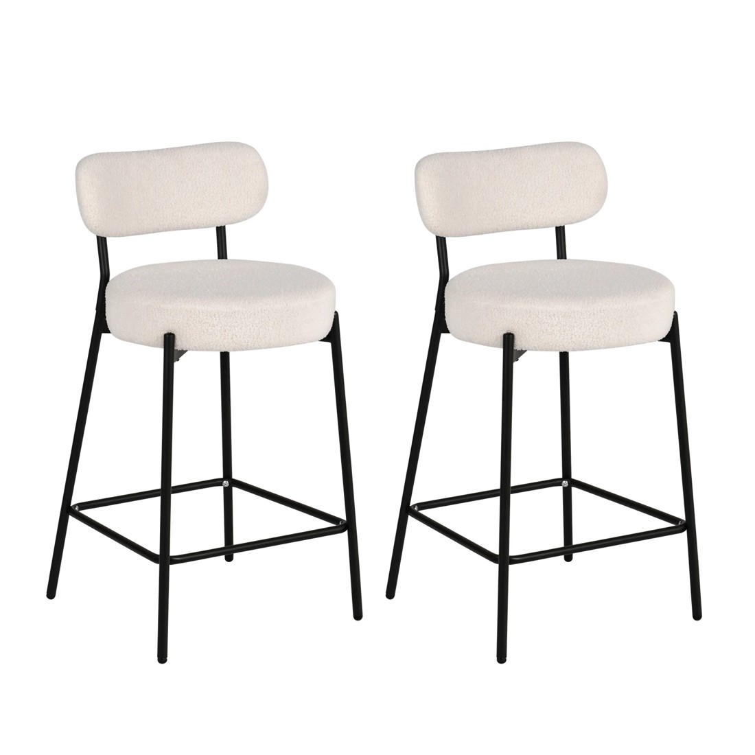 1 Advwin Bar Stools Set of 2 Boucle Kitchen Counter Stools, 1 of 10