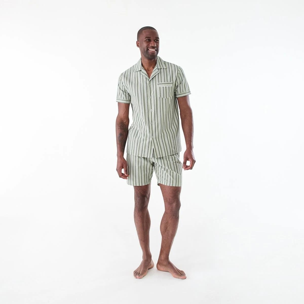8 Short Sleeve Button Through Pyjama Set CANAL STRIPE, 8 of 8