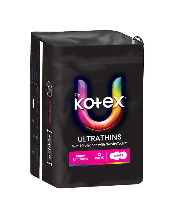 12 Pack U by Kotex Ultrathin Super Pads with Wings