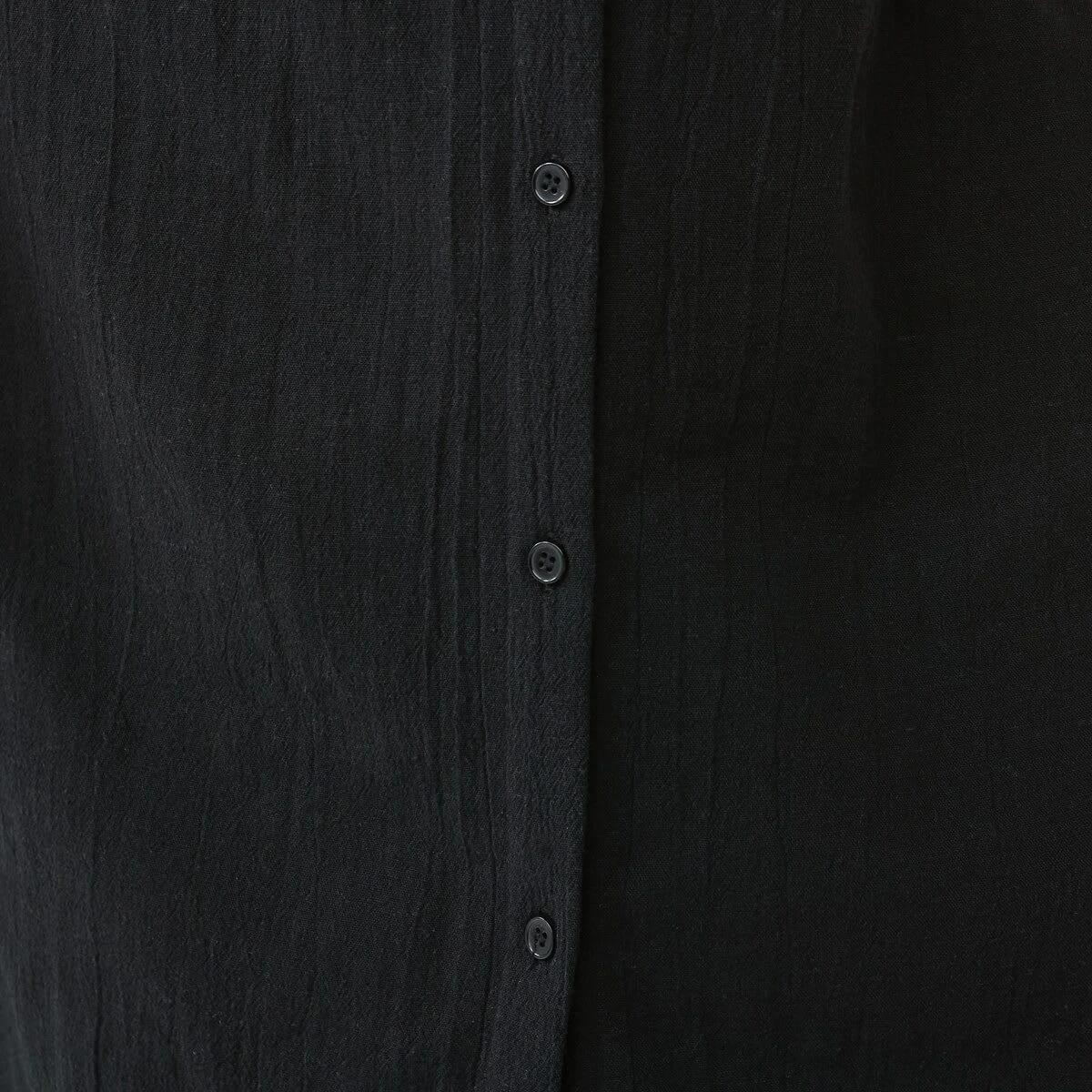 7 Curve Short Sleeve Tie Front Shirt Midi Dress Black, 7 of 7