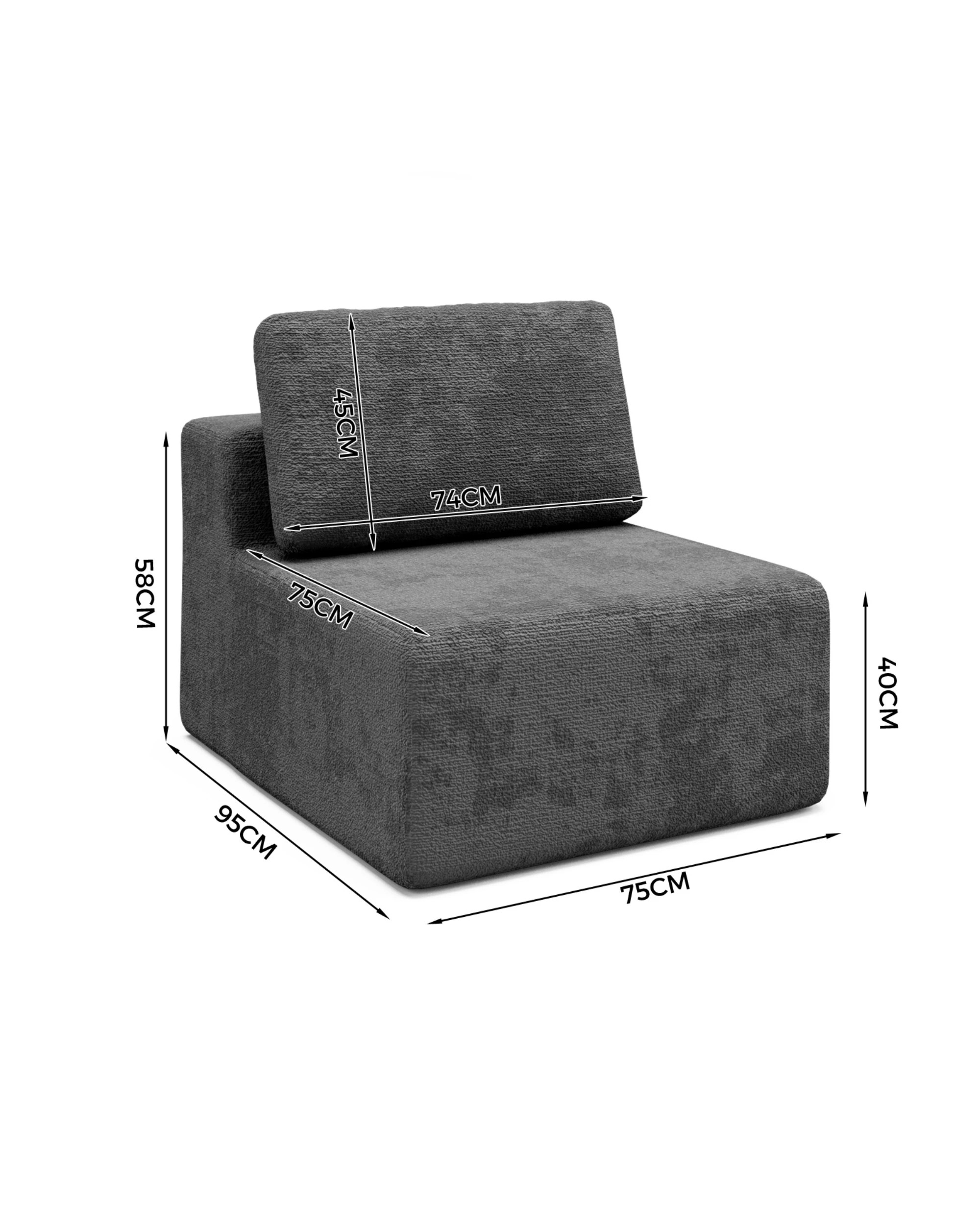 5 Advwin Armless Sofa Chair Chenille Fabric Modular Lazy Sofa, 5 of 5