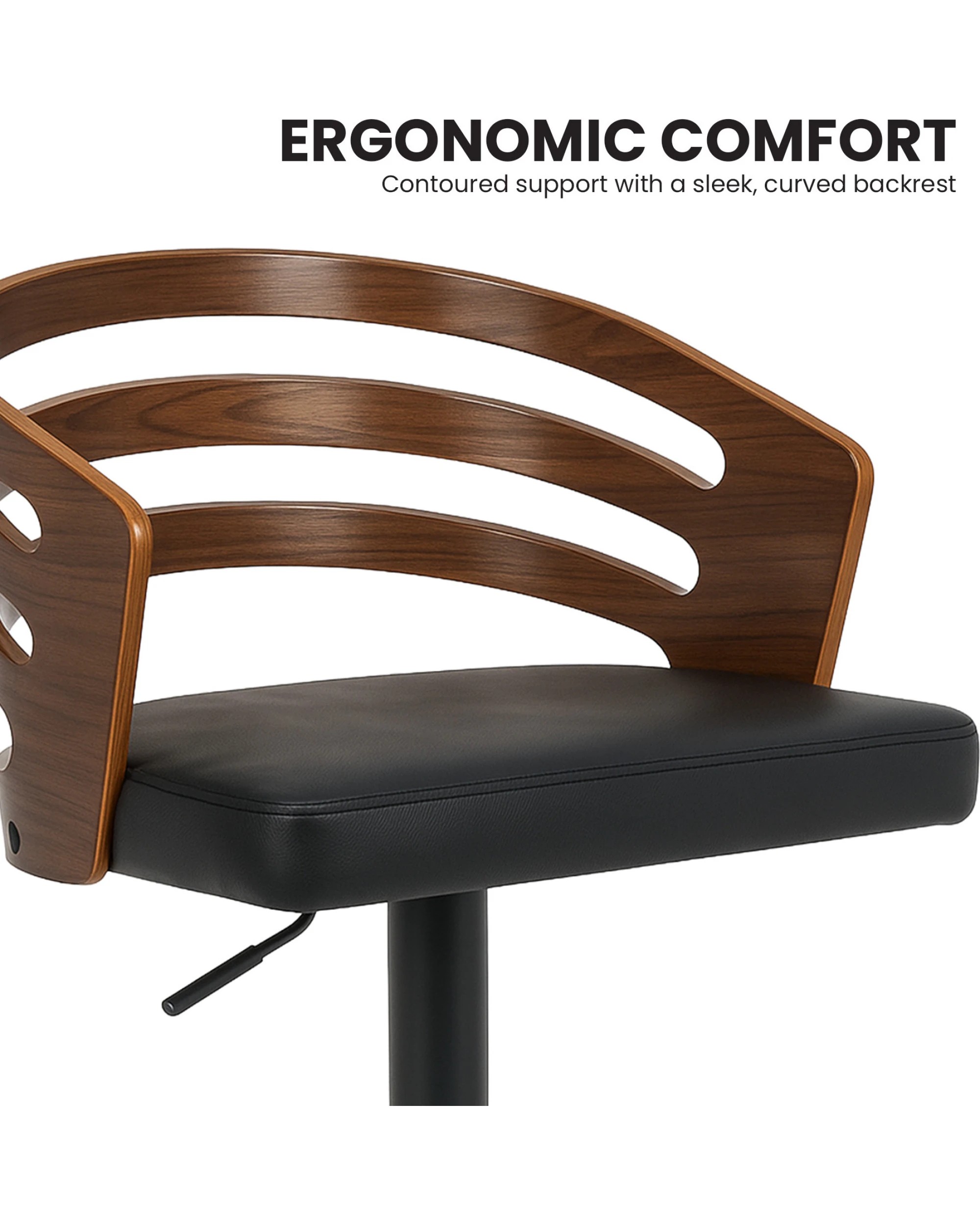 5 Sarantino Bentwood Walnut Barstool Leather Seat And Metal Base, 5 of 10