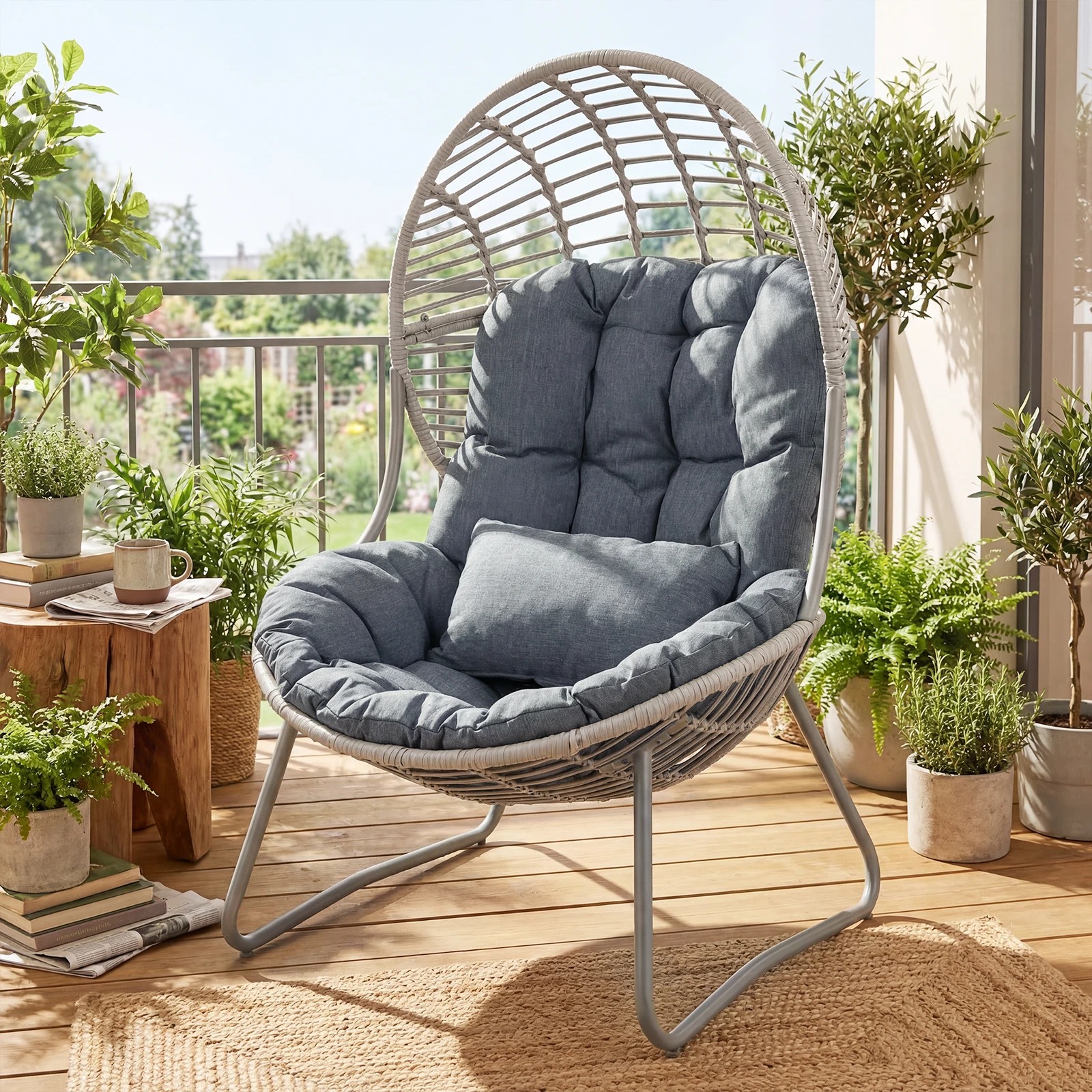 3 Costway PE Wicker Egg Chair w/Removable Seat & Back Cushion In/Outdoor Lounge Chair, 3 of 7