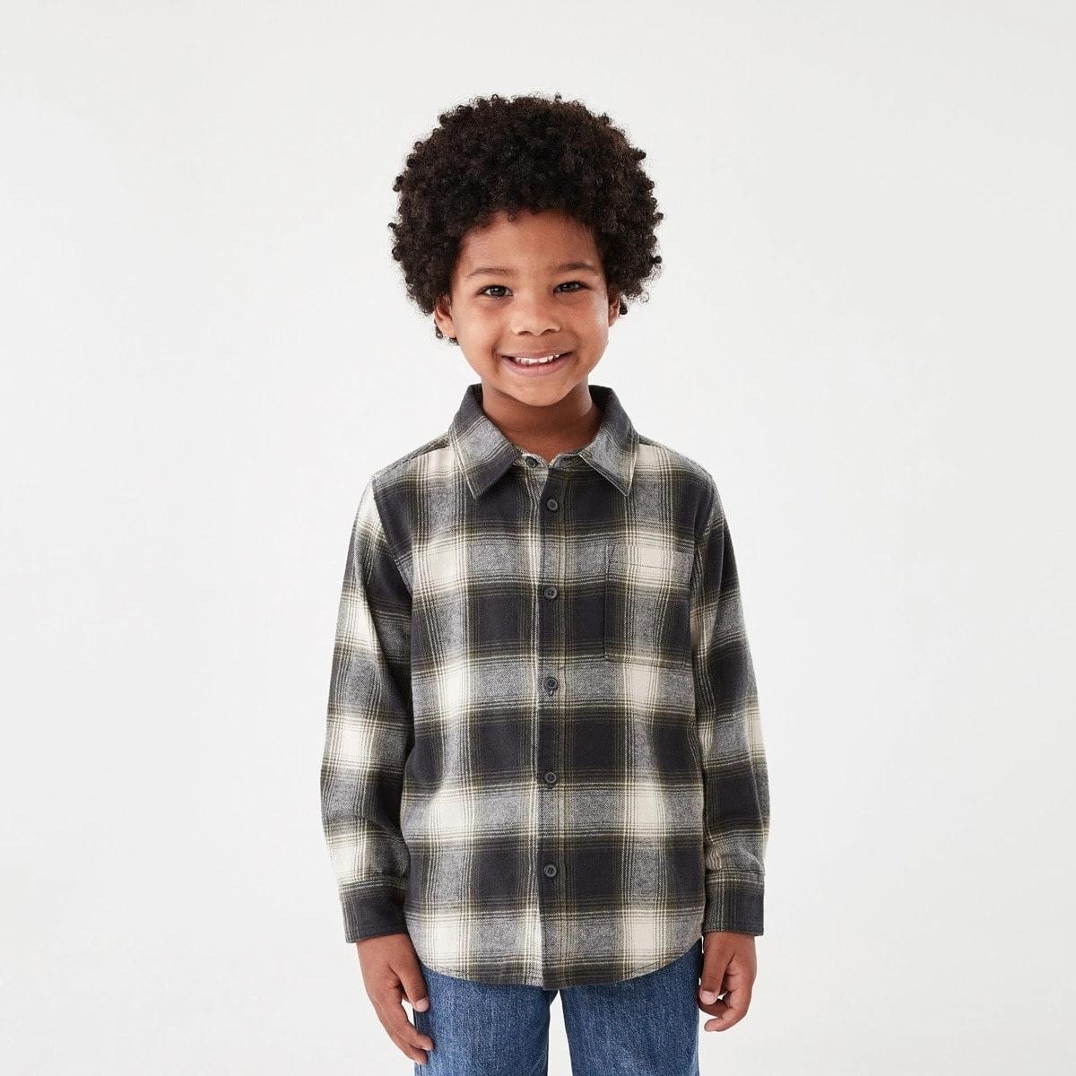 1 Yarn Dyed Flannel Shirt Grn Check, 1 of 9