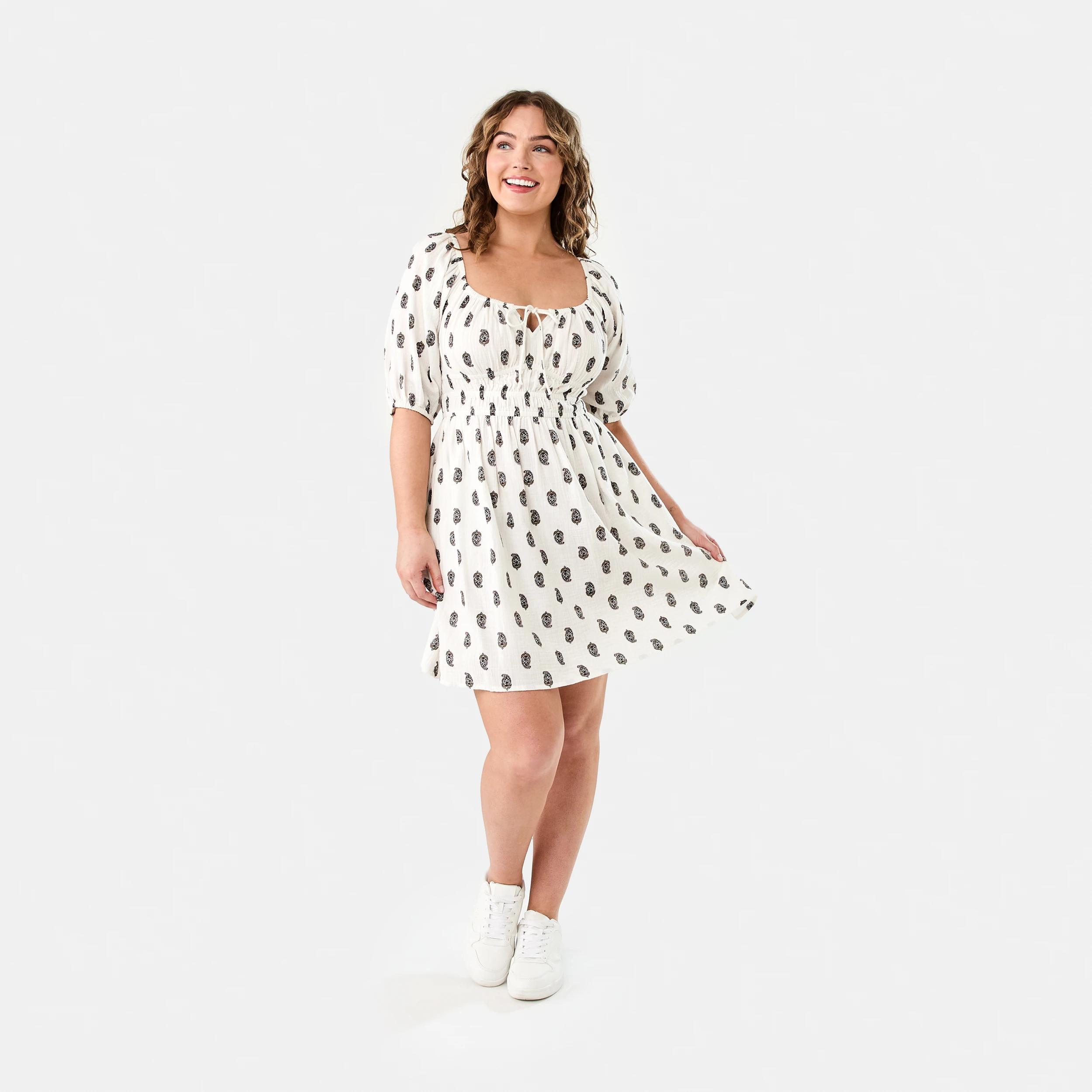 10 Short Puff Sleeve Mini Dress Paisley Cd, 10 of 10