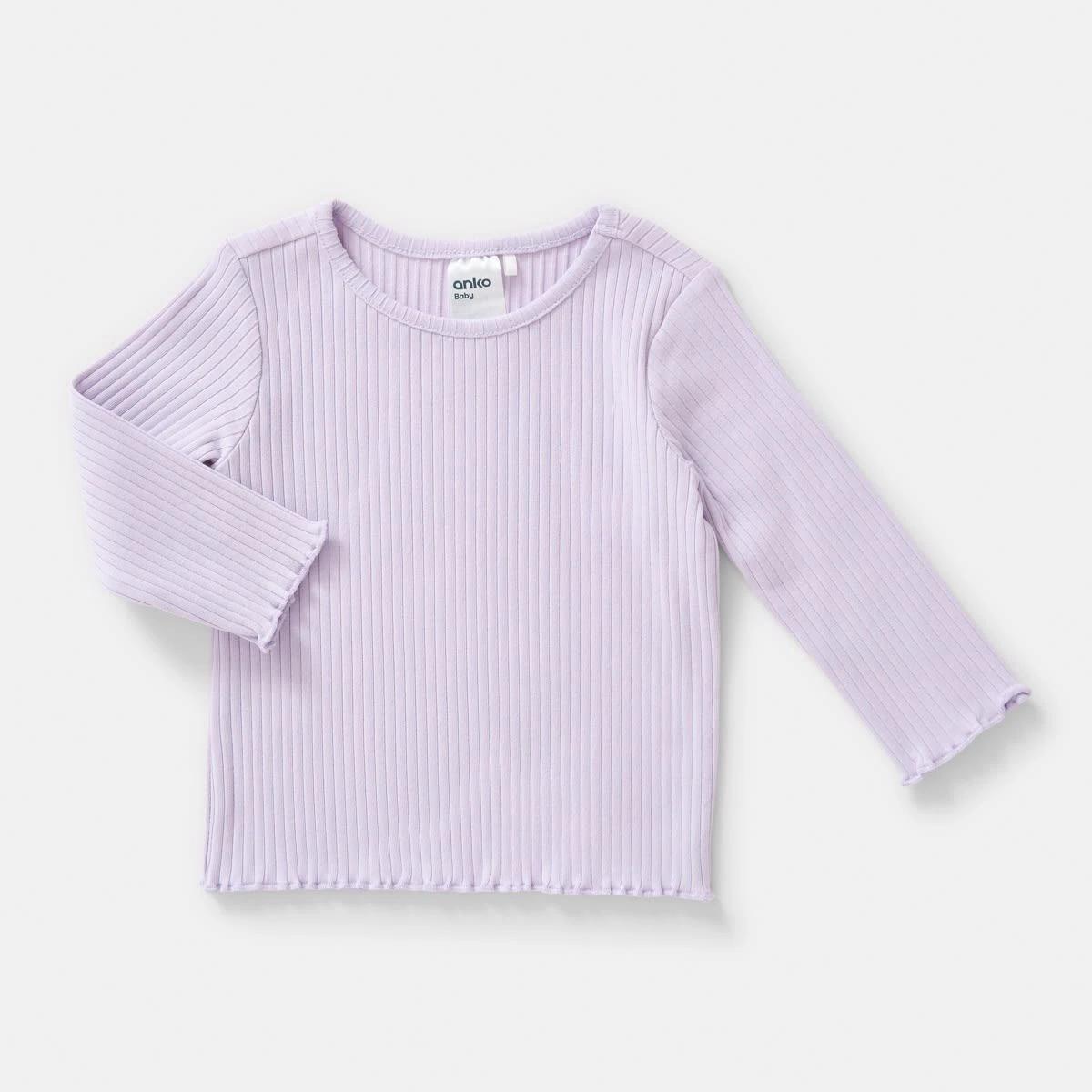 4 3 Pack Long Sleeve Rib T-shirts Pur Stripe, 4 of 8