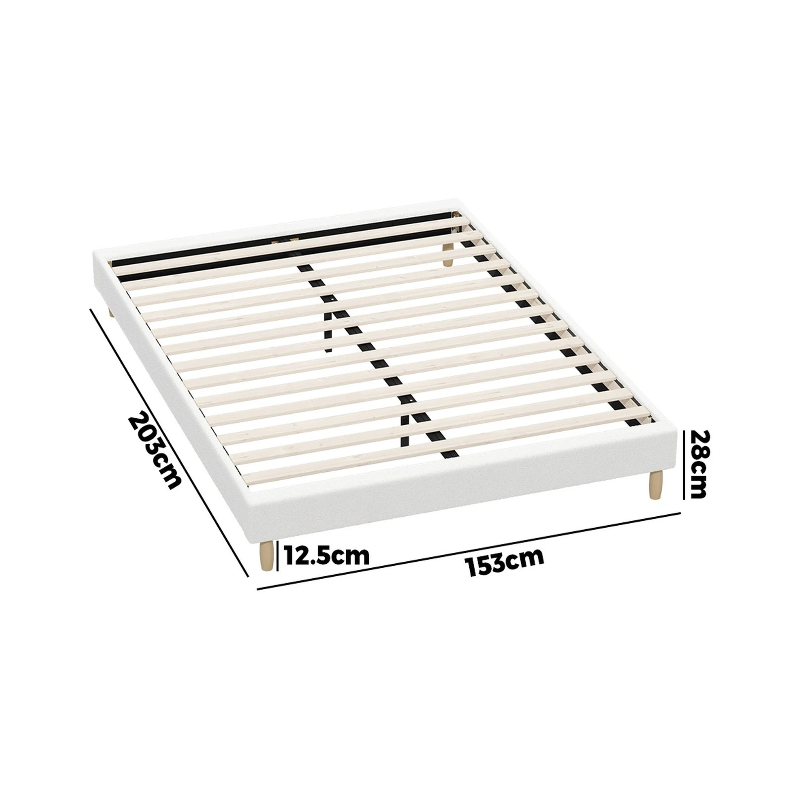 10 Oikiture Queen Bed Base Boucle Bed Frame
 - White, 10 of 10