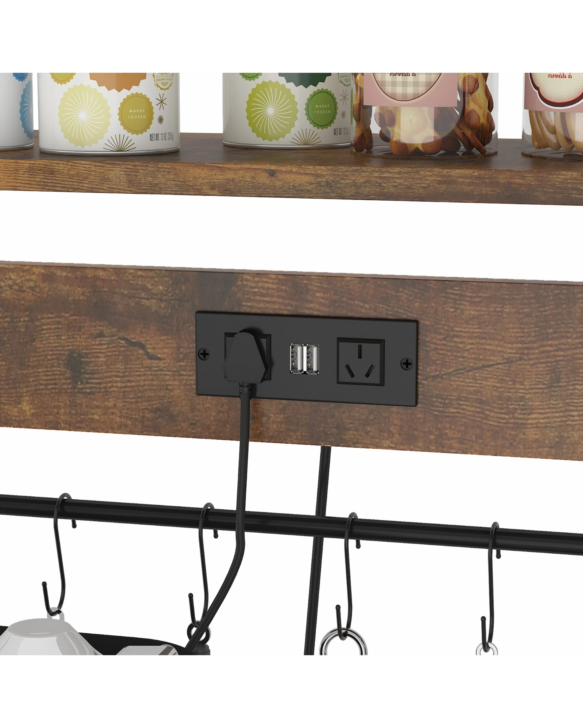 3 Advwin 6 Tiers Large Bakers Rack with Power Outlets, 3 of 7