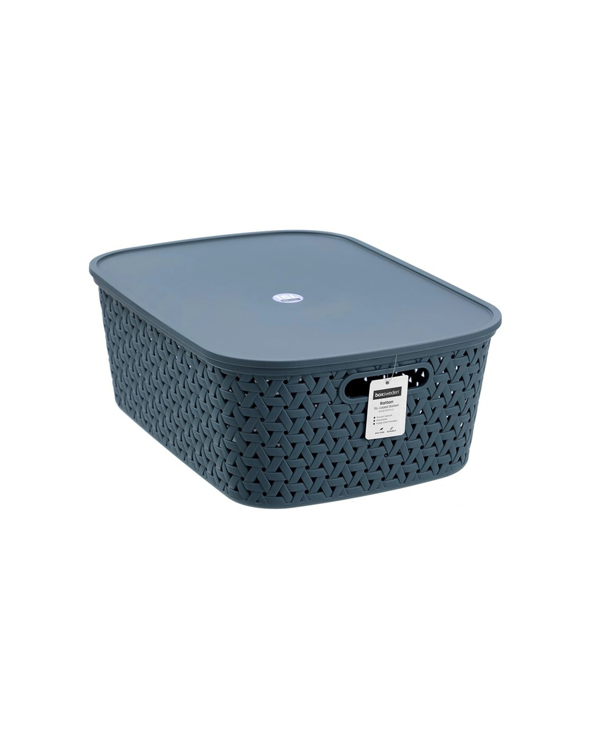 1 Boxsweden Woven Rattan Lidded Basket Storage 15L - Multi, 1 of 7