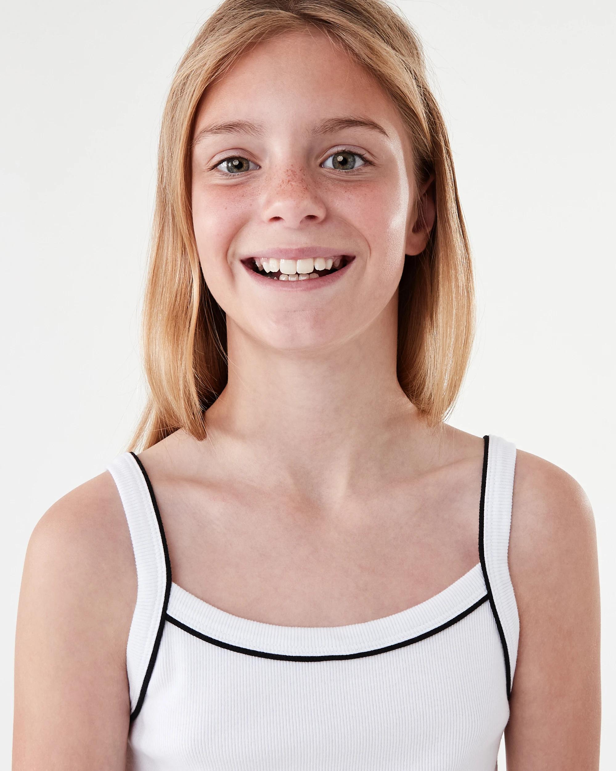 3 Rib Singlet Tank Top White, 3 of 7