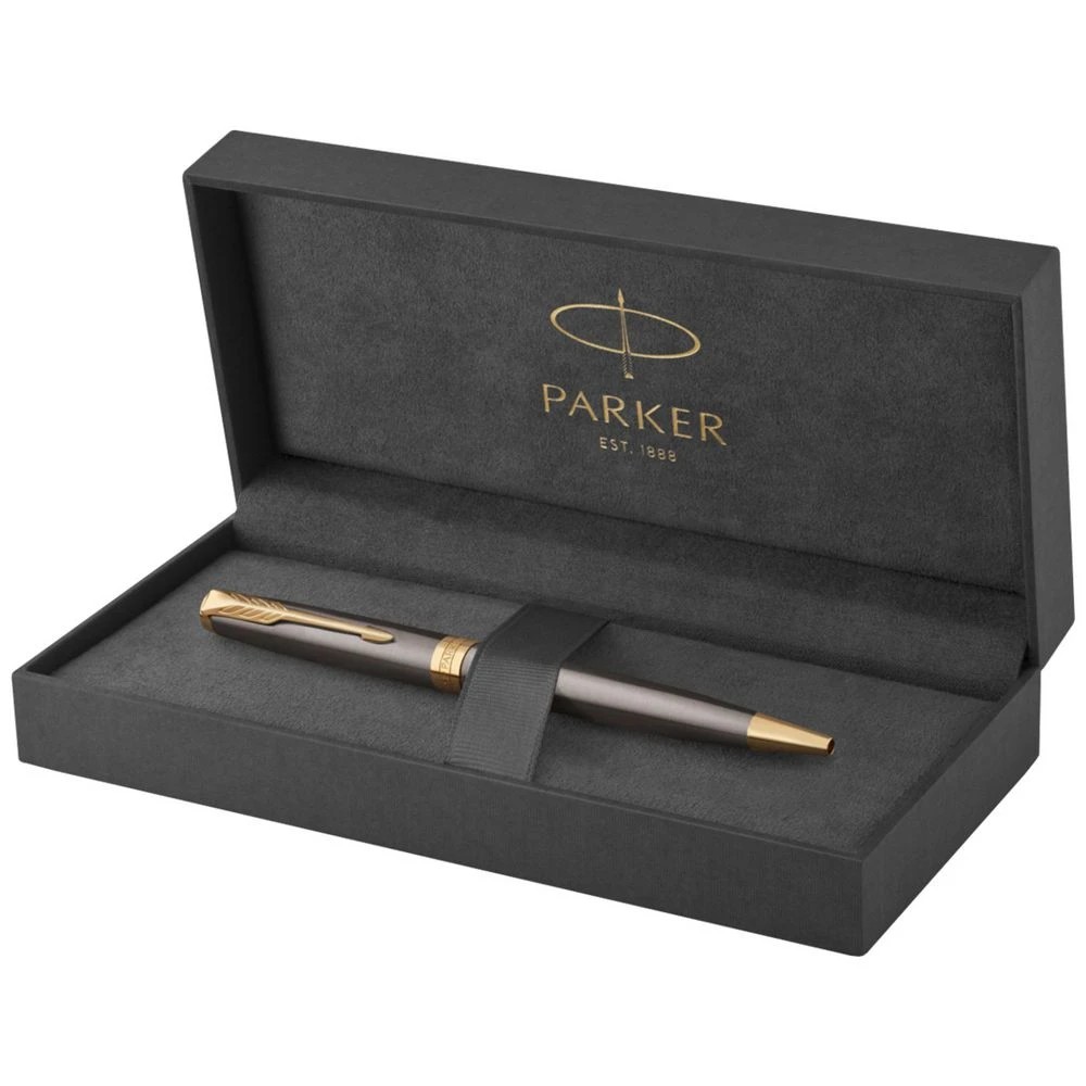1 Parker Sonnet Ballpoint Pen Grey Lacquer with Gold Trims, 1 of 4
