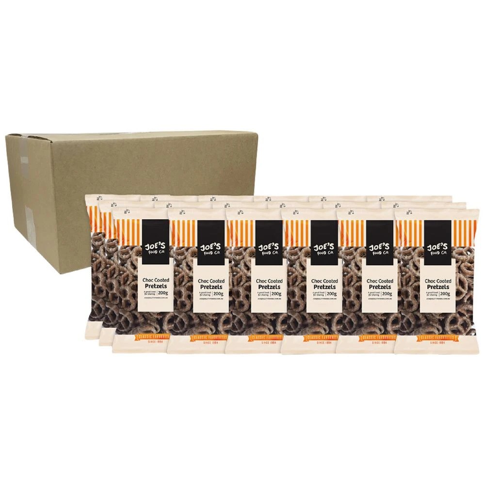1 Joe's Food Co. Choc Coated Pretzels 200g 18 Pack, 1 of 2