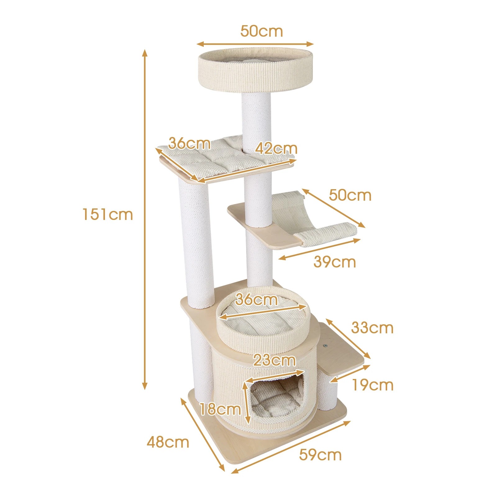 2 Costway 151cm Multi-level Cat Tower w/Comfy Padded Top Perch Pet Play Center, 2 of 7