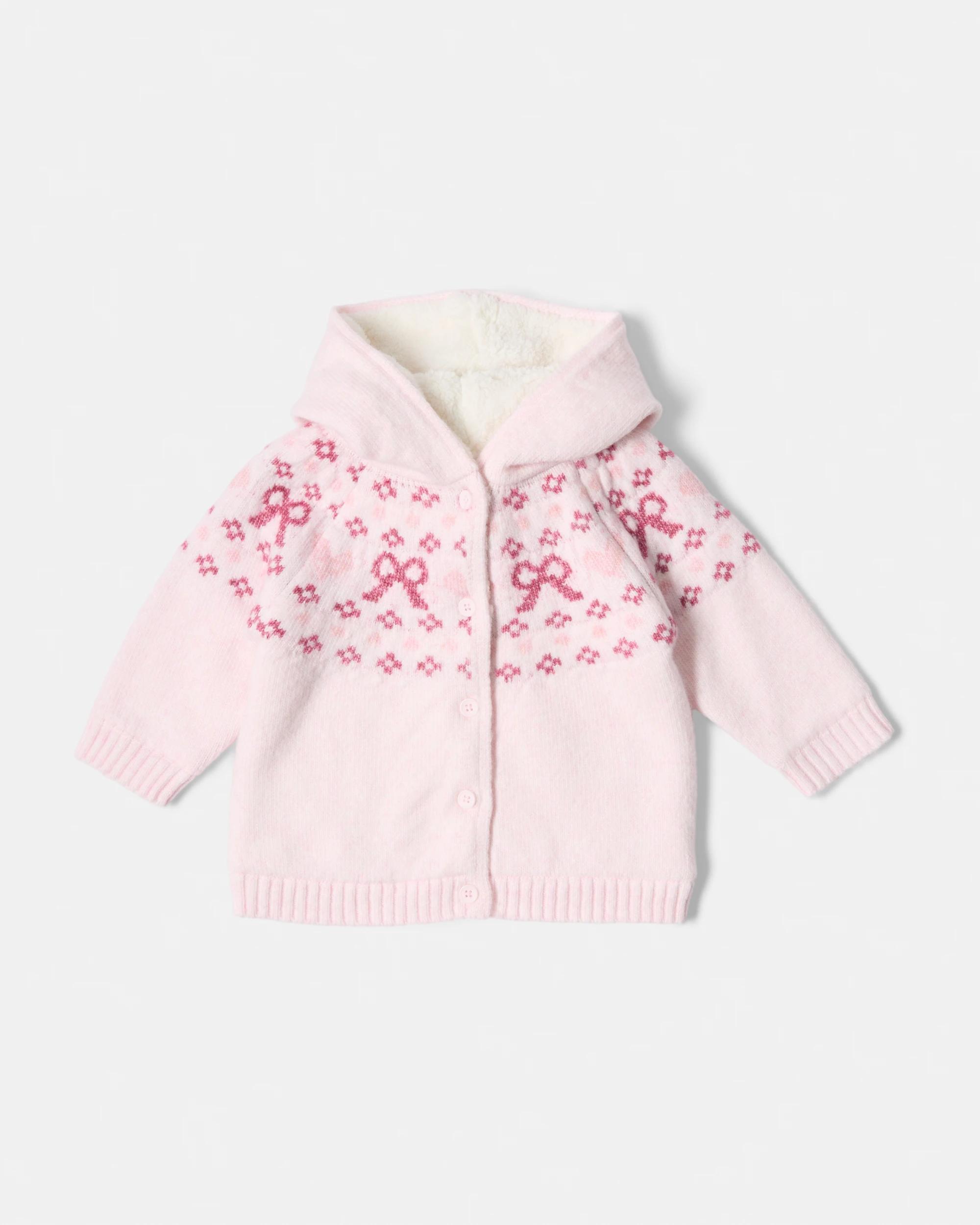 1 Sherpa Cable Cardigan Pink Marle, 1 of 3