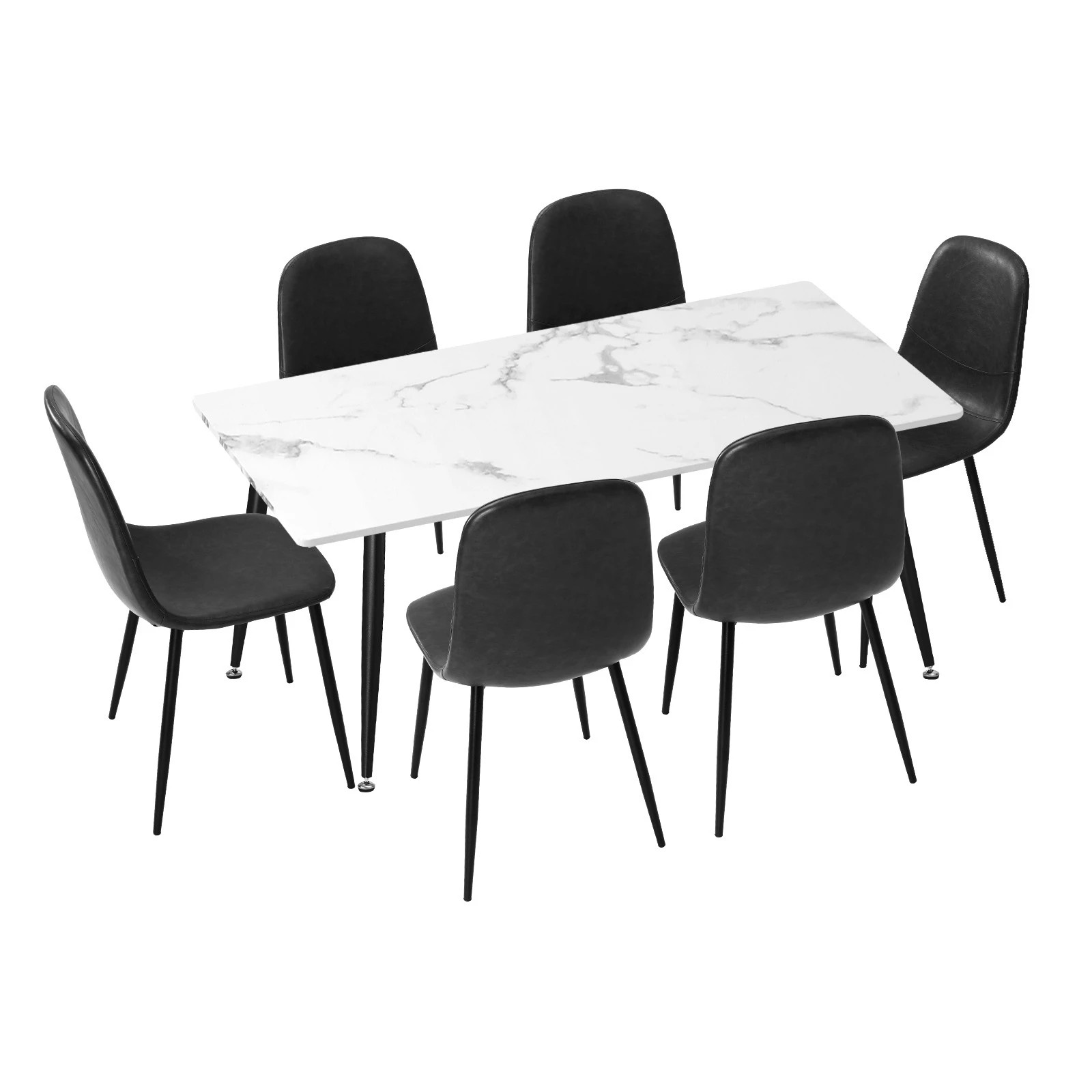 1 Oikiture 120cm Rectangle Dining Table With 6pcs Dining Chairs Pu
 - Multi, 1 of 10