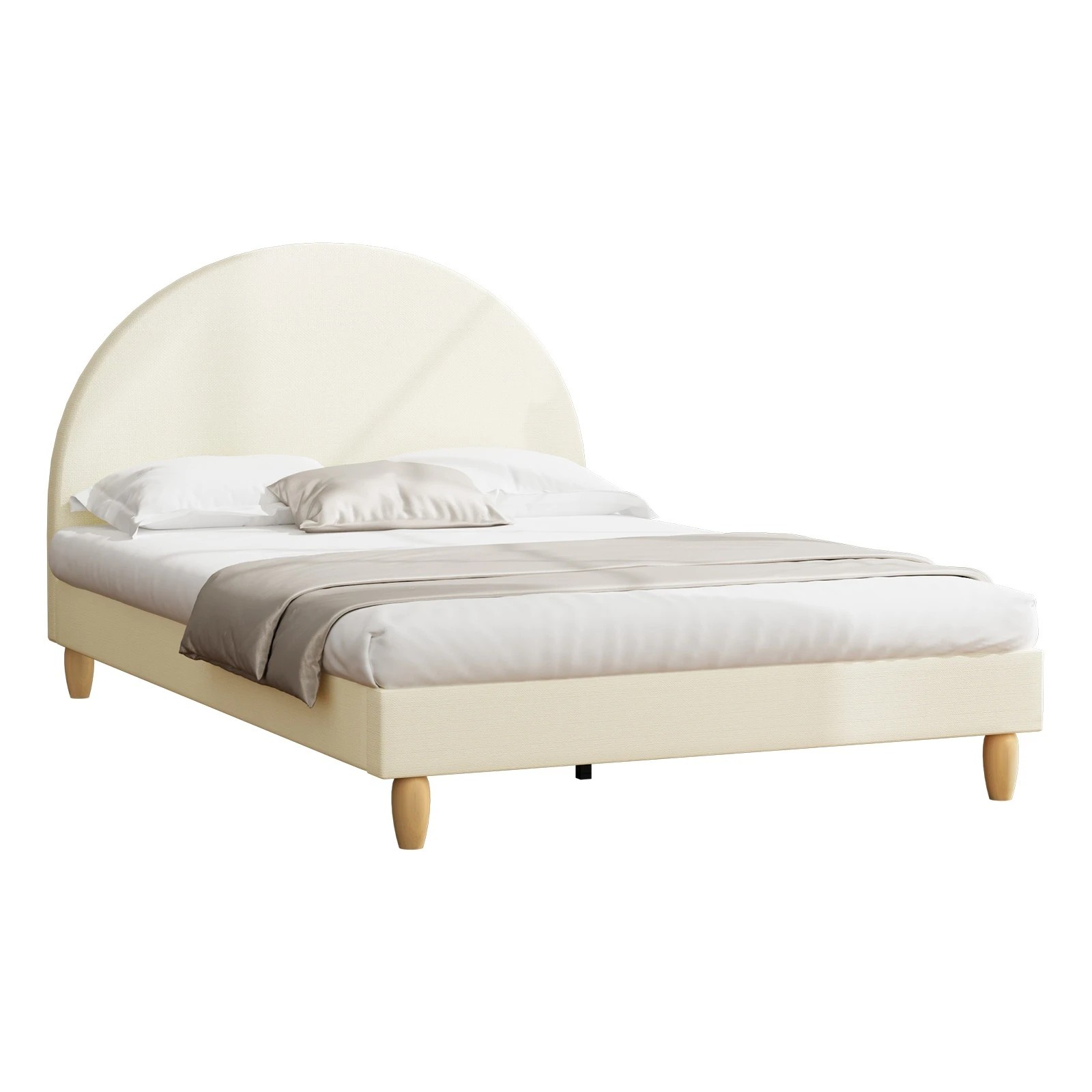 1 Oikiture Double Bed Frame Arched Beds Platform
 - Beige, 1 of 10