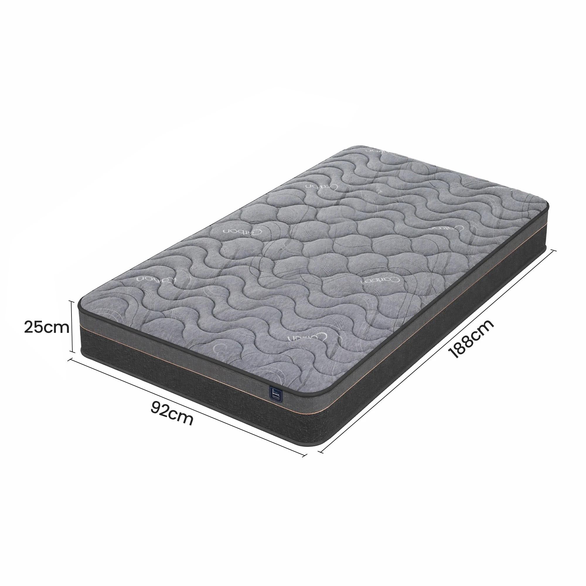 2 Levitex Single Mattress Hybrid Pocket Spring with 4cm Egg Crate Foam for Deep Sleep - Single Bed - Grey, 2 of 10