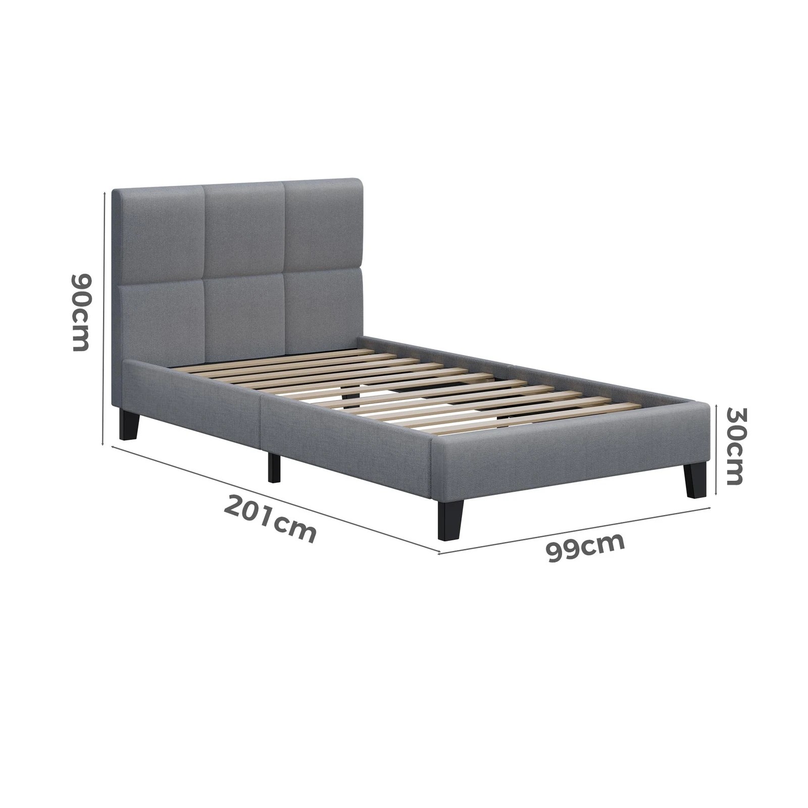 10 Alfordson Bed Frame Single Size Wooden Platform Mattress Base Fabric - Grey, 10 of 10
