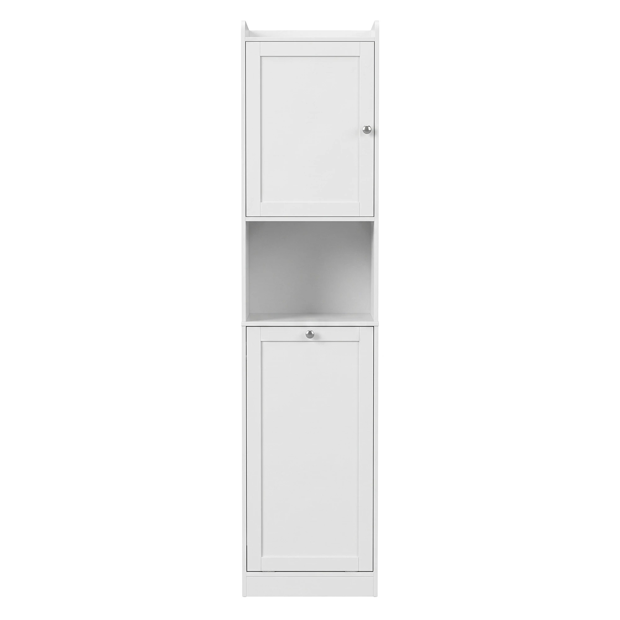 4 Artiss Tall Bathroom Storage Cabinet with Tilt Out Laundry Hamper 170cm- White, 4 of 10