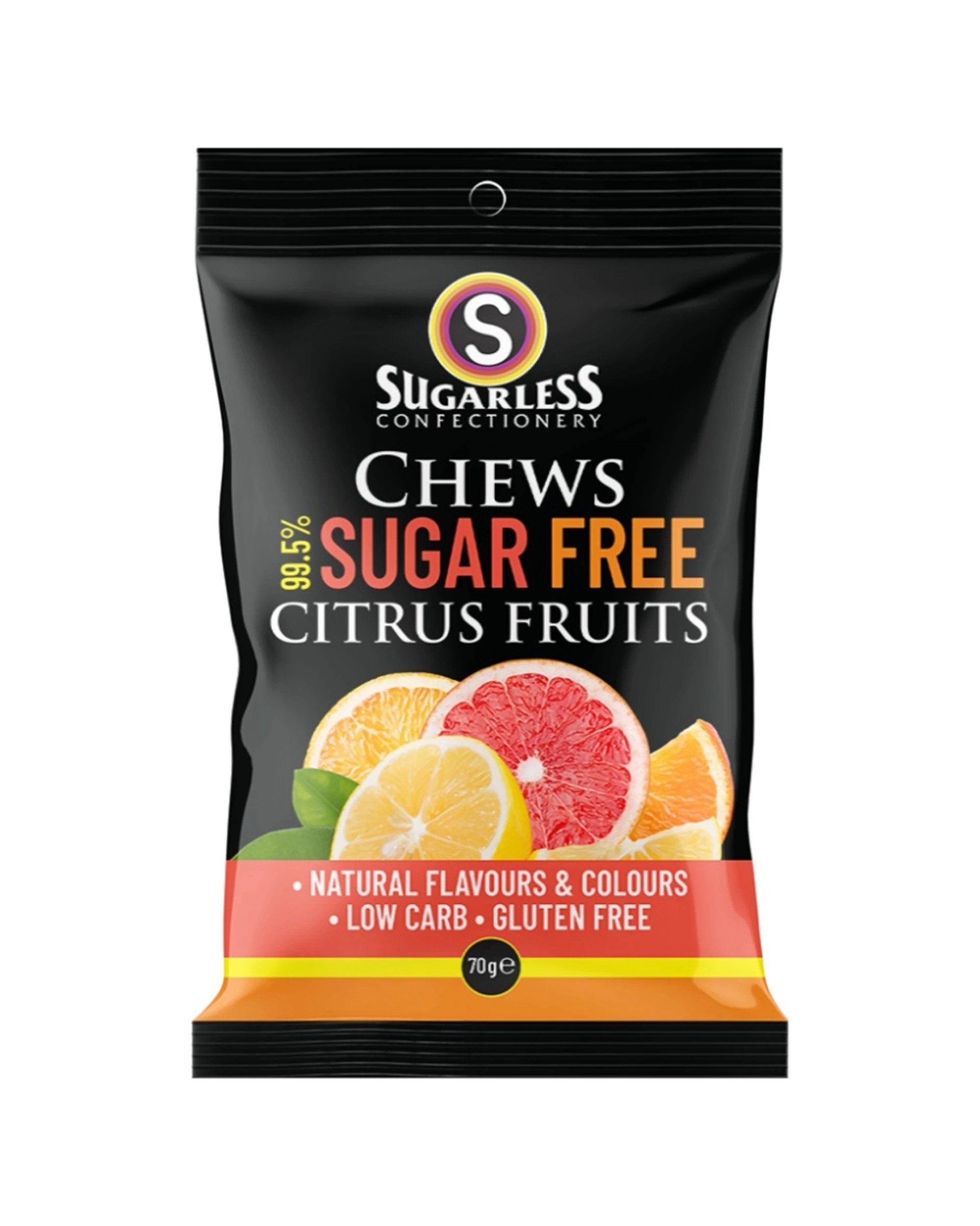 1 Sugarless Confectionery Co Citrus Fruits Chews 70g, 1 of 4