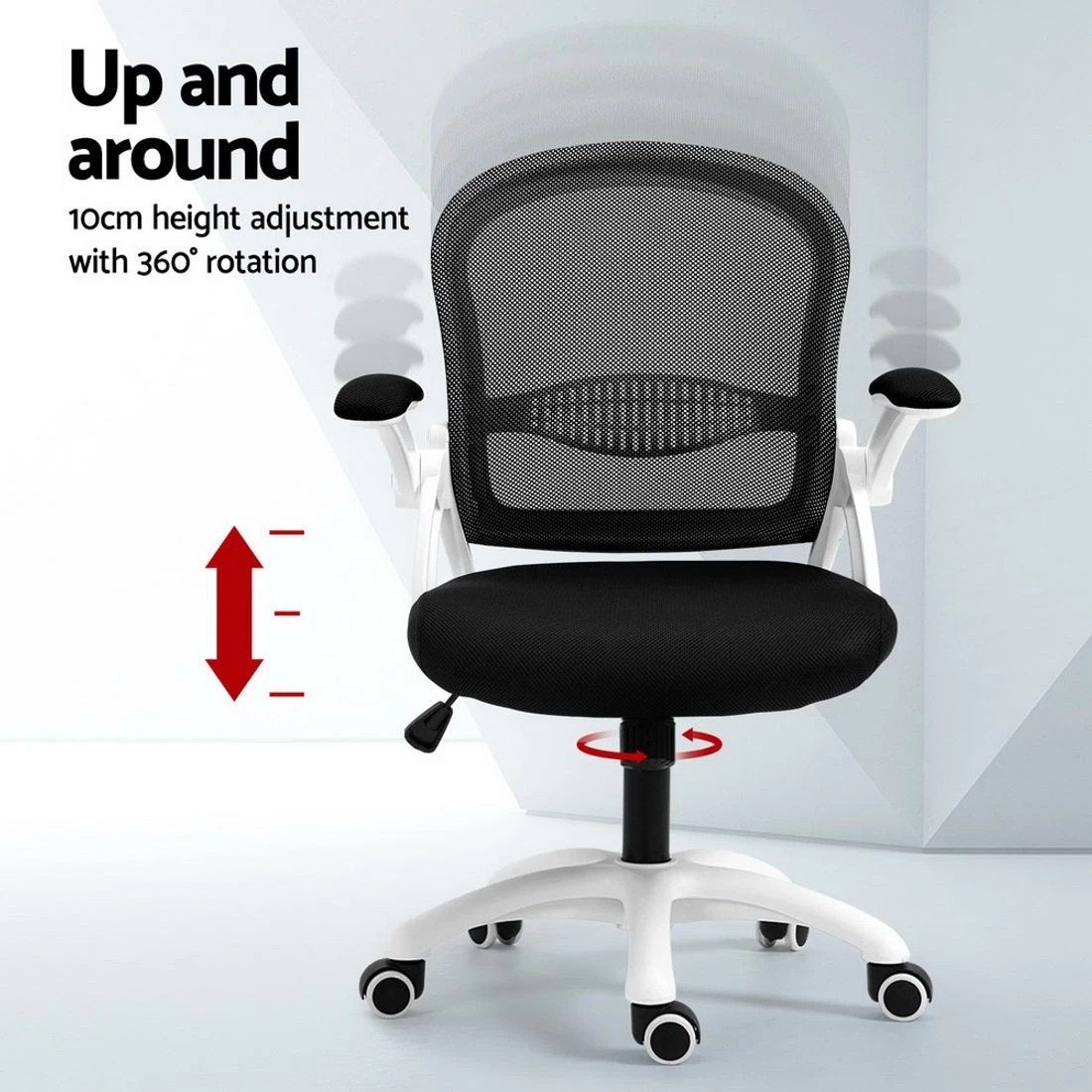 4 Artiss Mesh Office Chair Mid Back - Black, 4 of 5