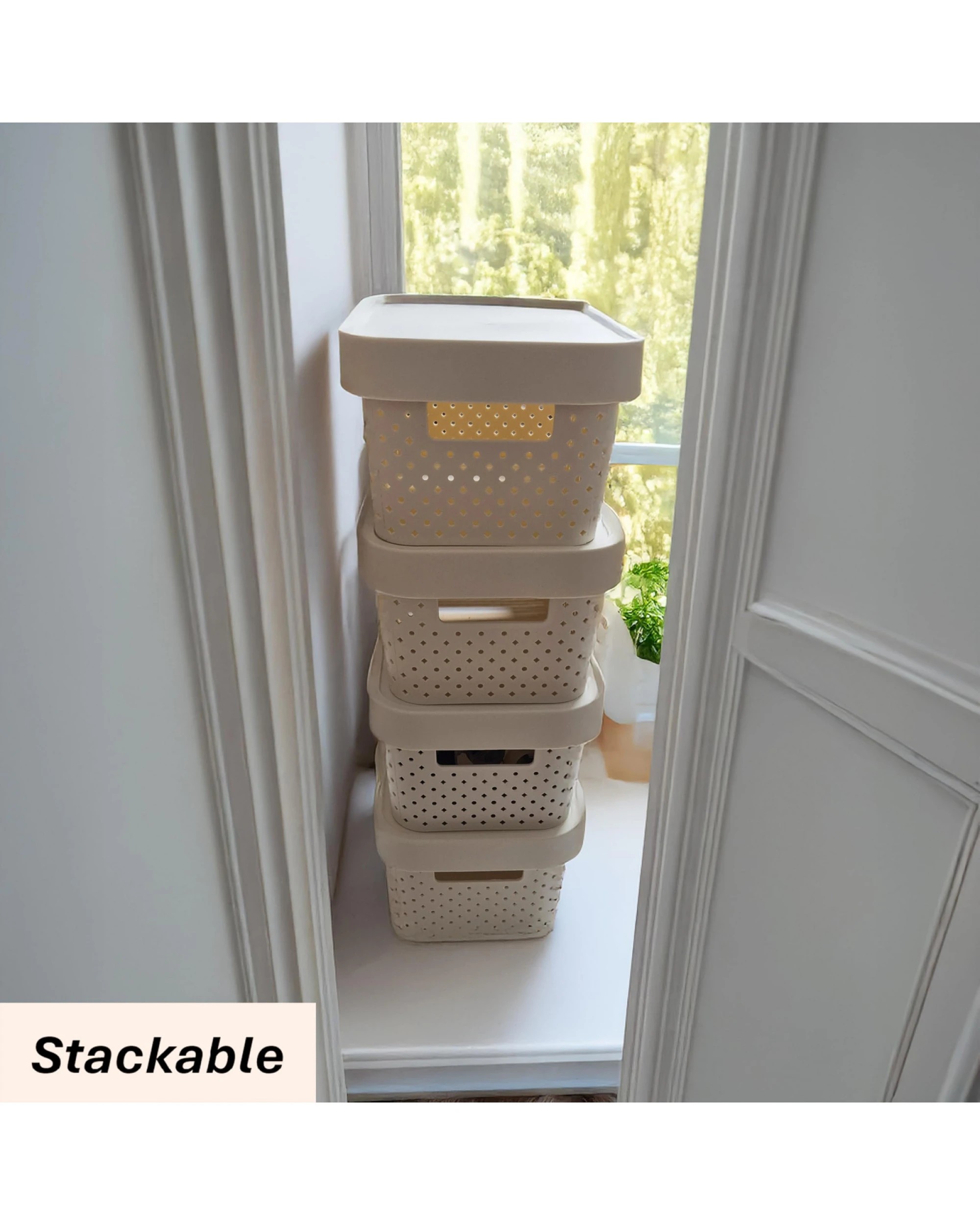 3 BR Home Premium Plastic Storage Basket Container with Lid, 5L Capacity, Pack of 24, 3 of 5