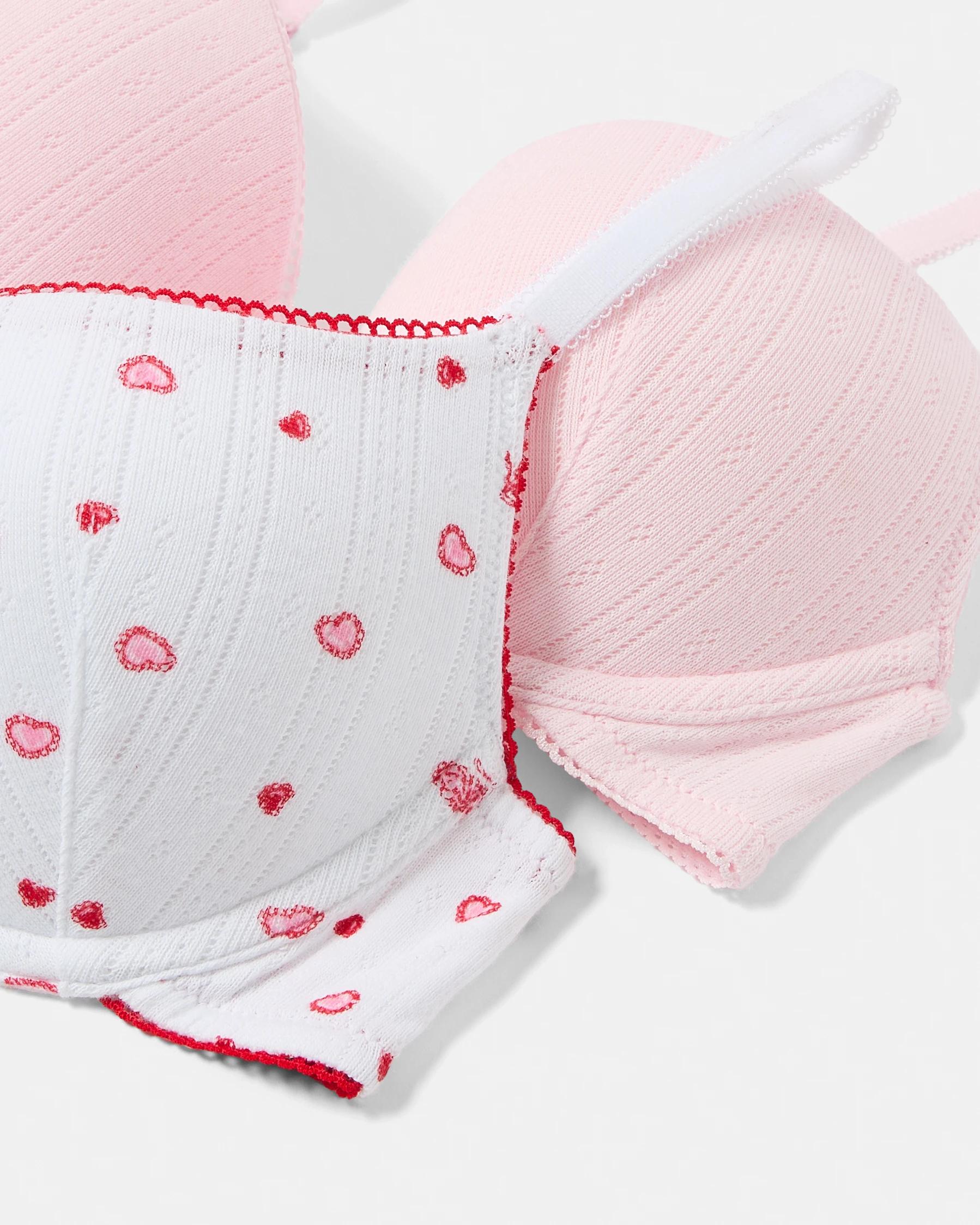 2 2 Pack Pointelle Print Push-Up Bra Heart Lock, 2 of 10