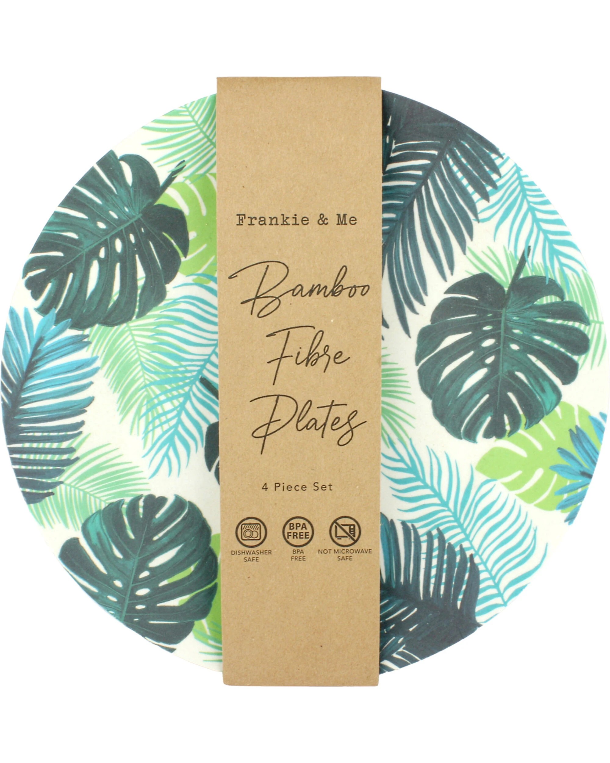 2 Artwrap Frankie & Me Tropical Bamboo Fibre Plates 22cm Set of 4 - Green, 2 of 2