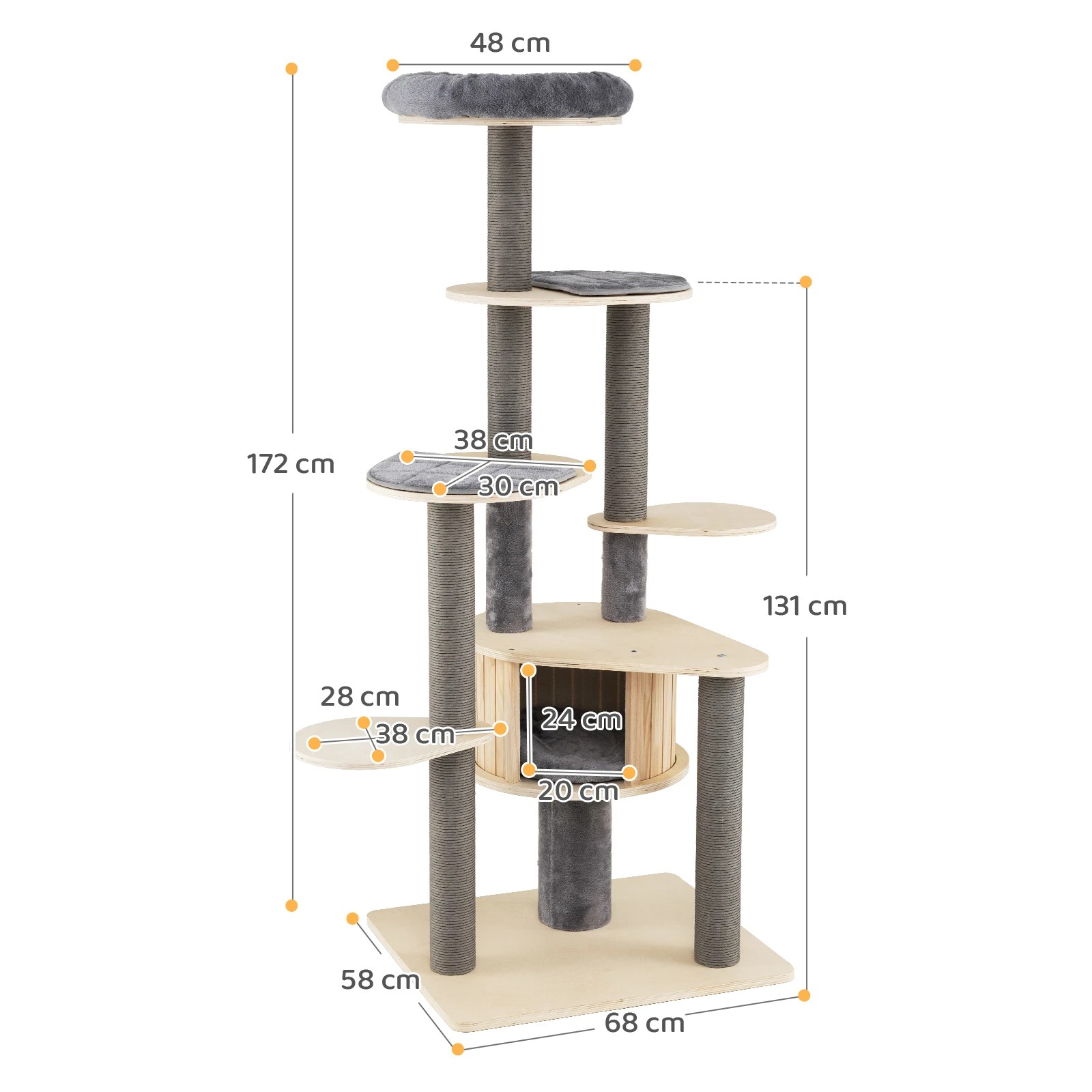 2 Costway 172cm Multi-level Cat Tower w/Scratching Posts Condo Indoor Kitty Tree, 2 of 7