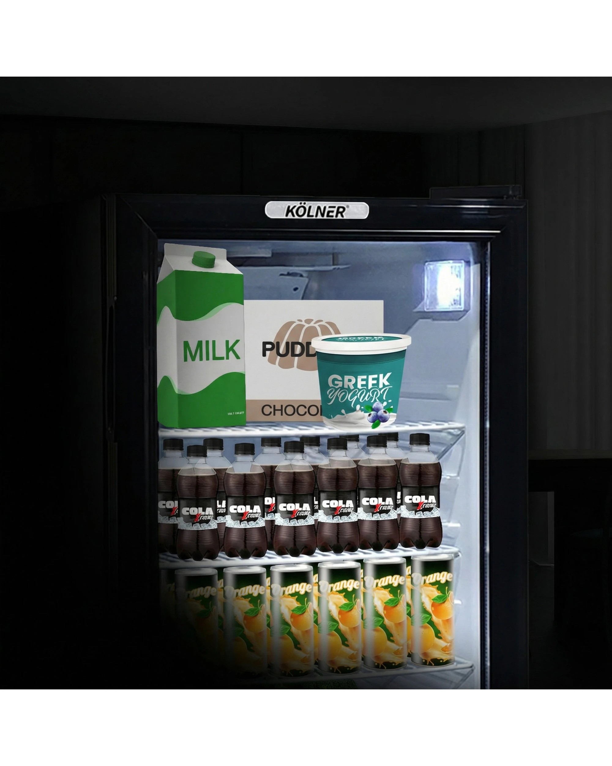 5 Kolner 70L Mini Bar Fridge - Double-Glazed Glass Door Beverage Cooler - Black, 5 of 7