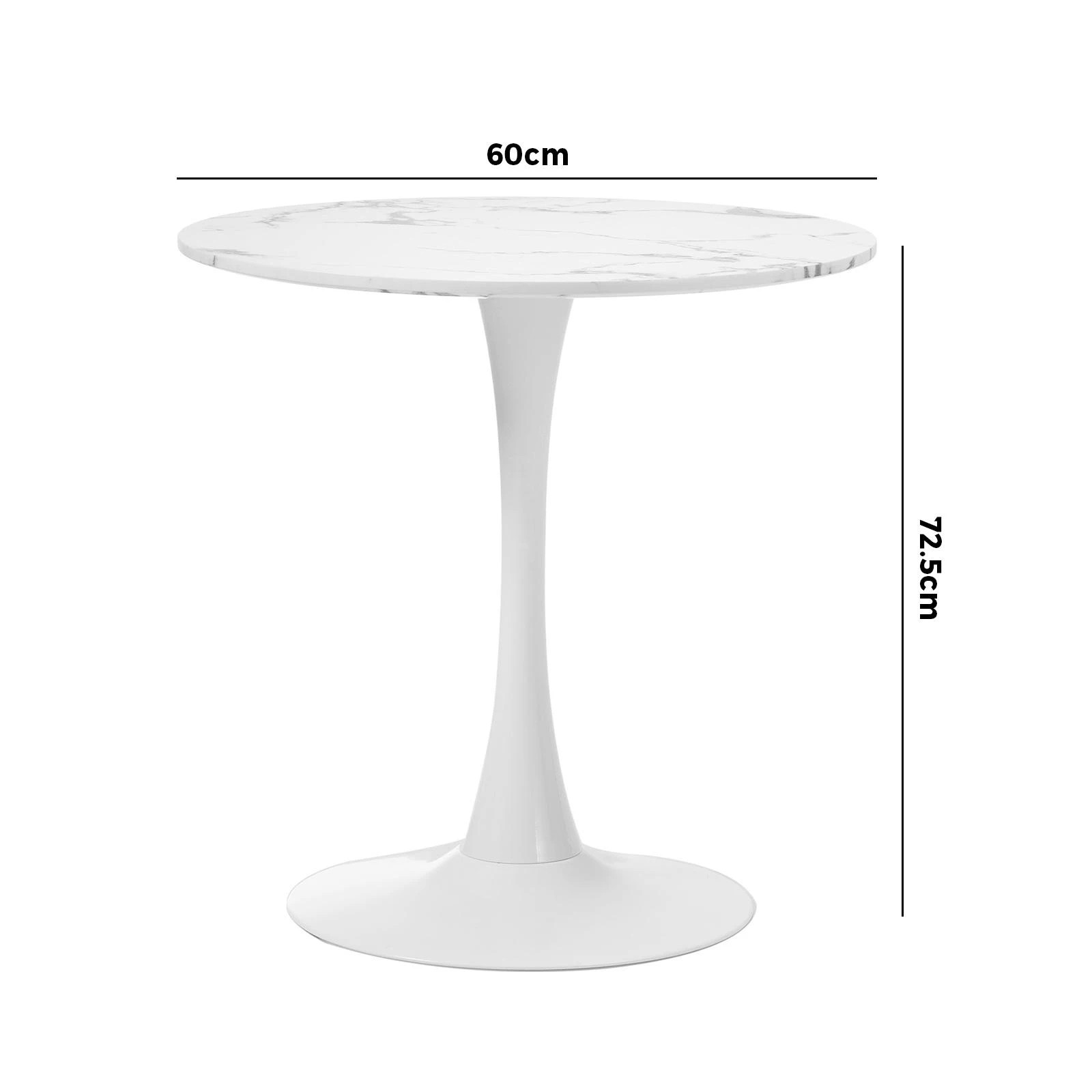 9 Oikiture 60cm Dining Table Kitchen Marble Tulip Round Metal Leg
 - White, 9 of 9
