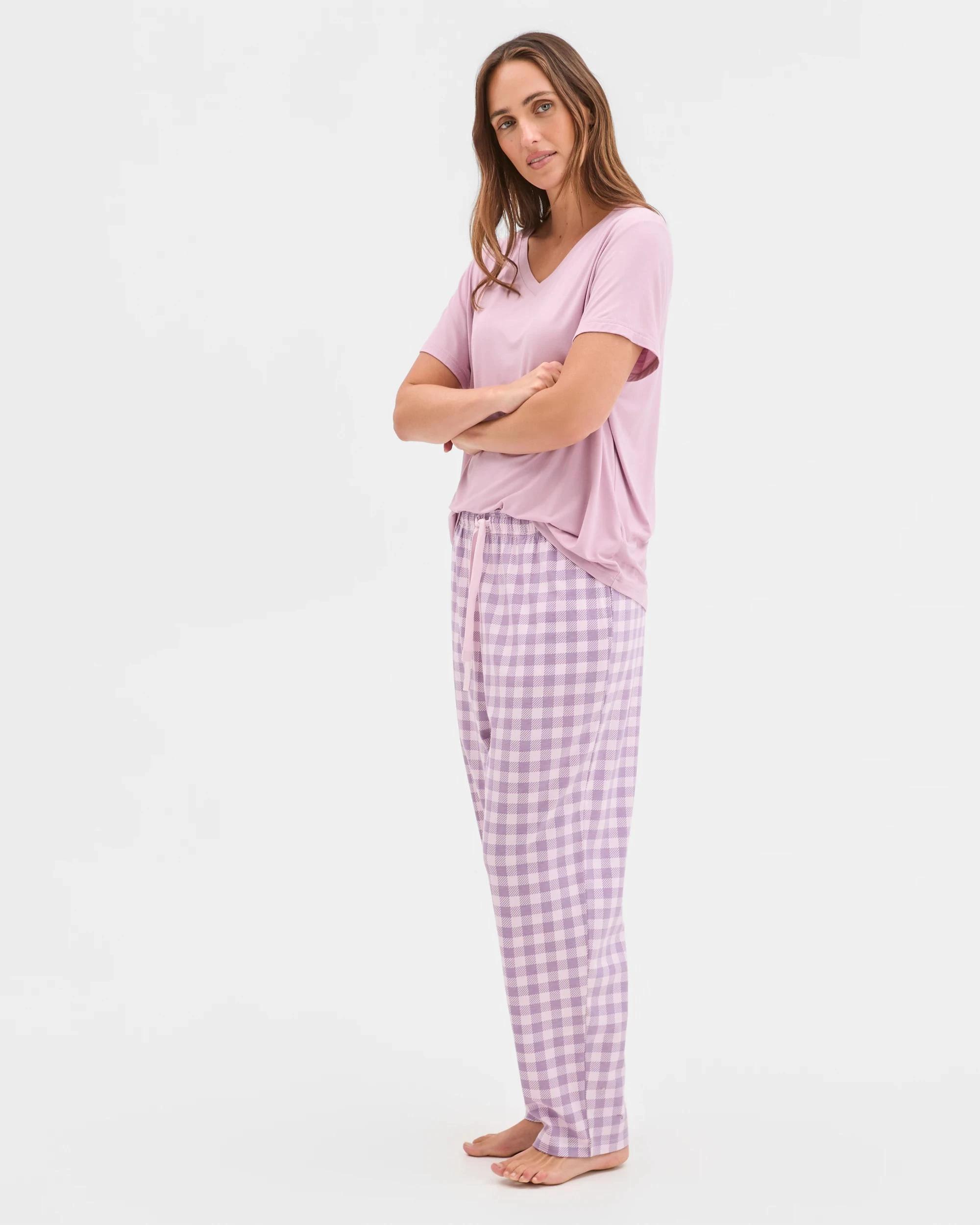 5 Target Australian Cotton 7/8 Length Sleep Pyjama Pants LILAC CHECK, 5 of 5