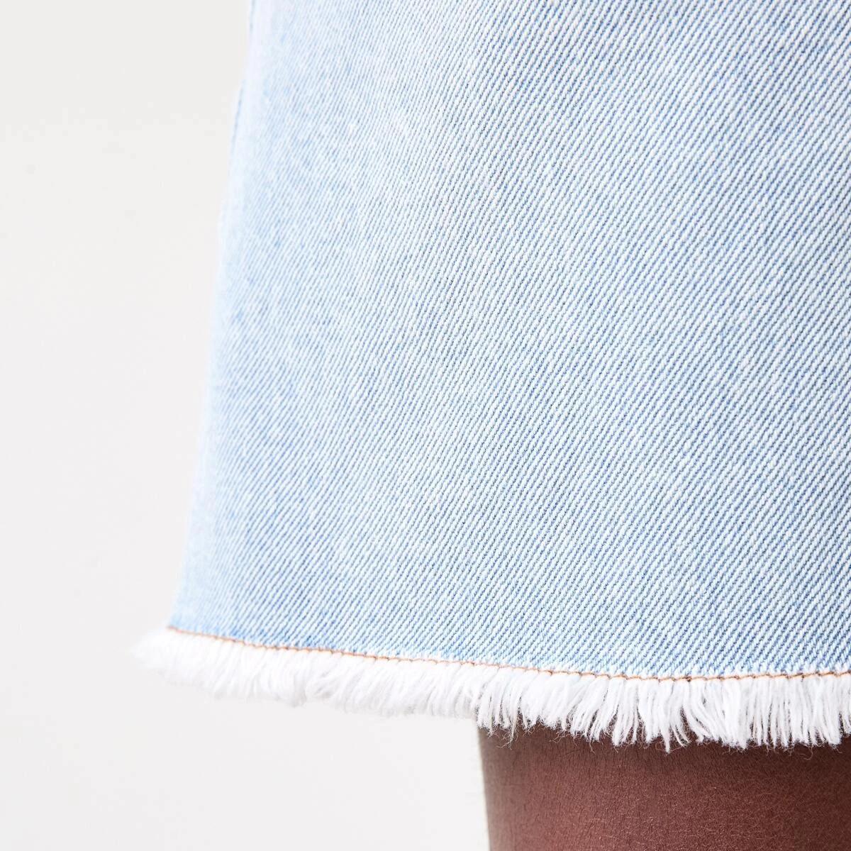 5 Relaxed Denim Shorts with Frayed Hem LIGHT WASH, 5 of 7