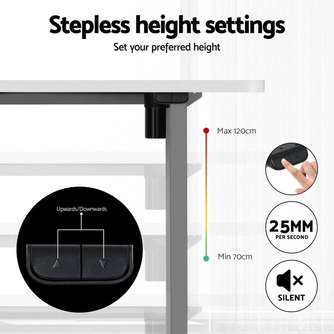 5 Artiss Standing Desk Motorised 120CM - White, 5 of 6