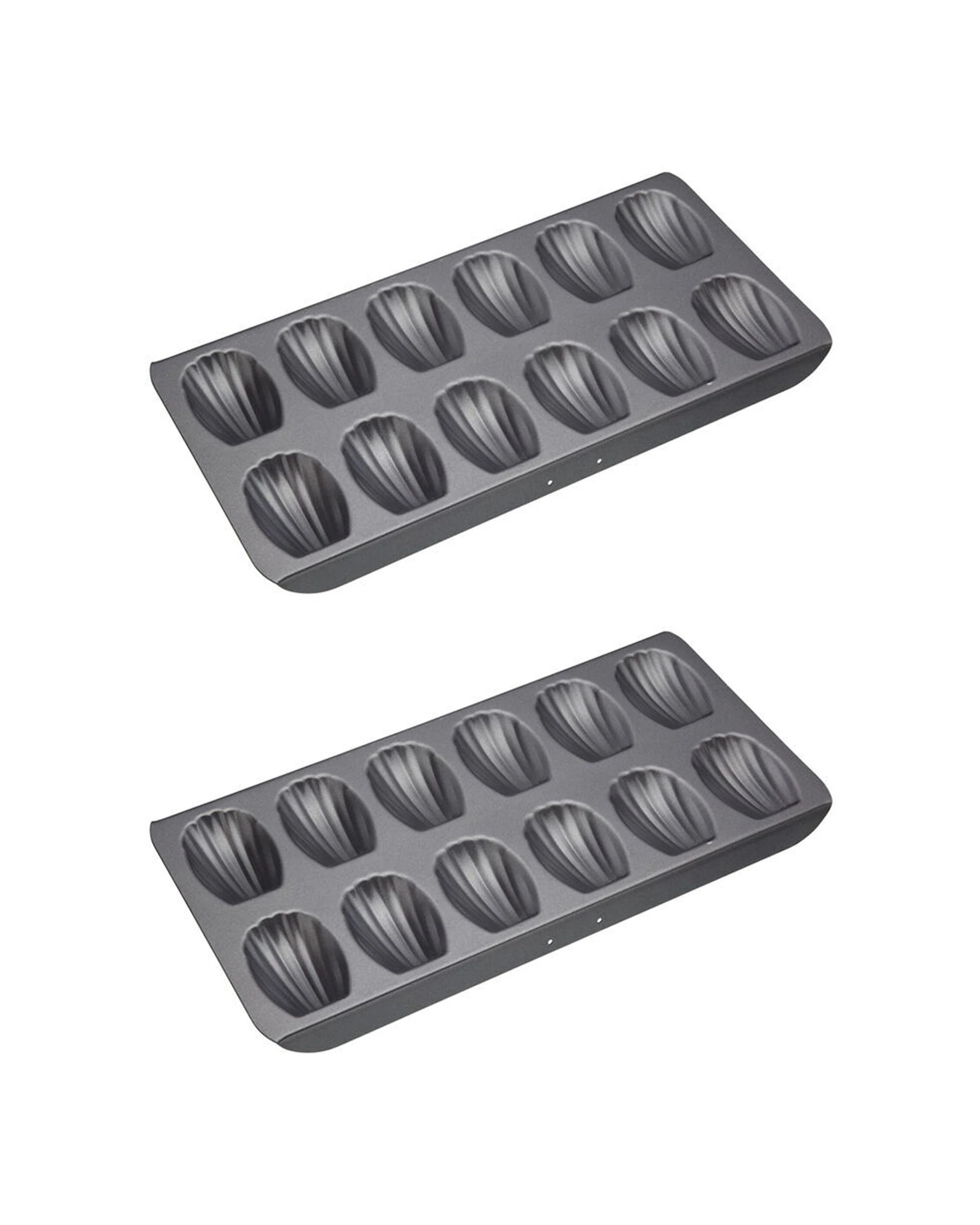 1 Mastercraft 2x 40x20cm Heavy Base 12-Cup Non-Stick Madeleine Pan - Black, 1 of 6