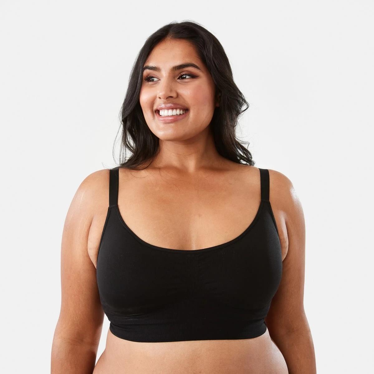 8 2 Pack Full Figure Seamfree Crop Bras BLACK, SOFT SAND BEIGE, 8 of 8
