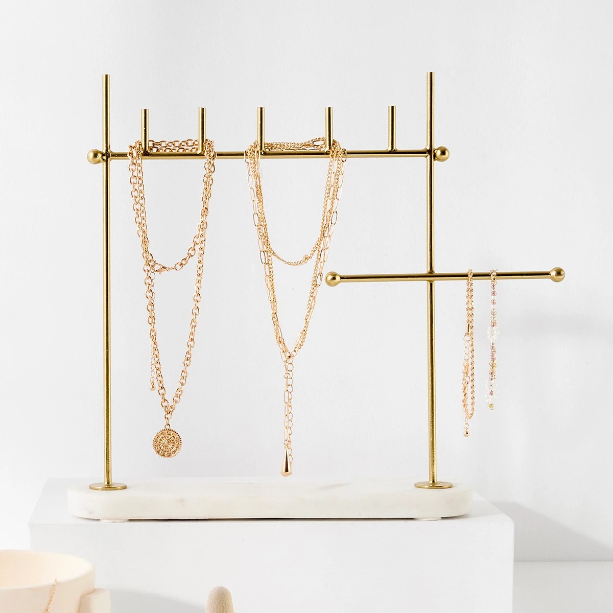 1 Marble Jewellery Stand - Natural and Gold Look, 1 of 5