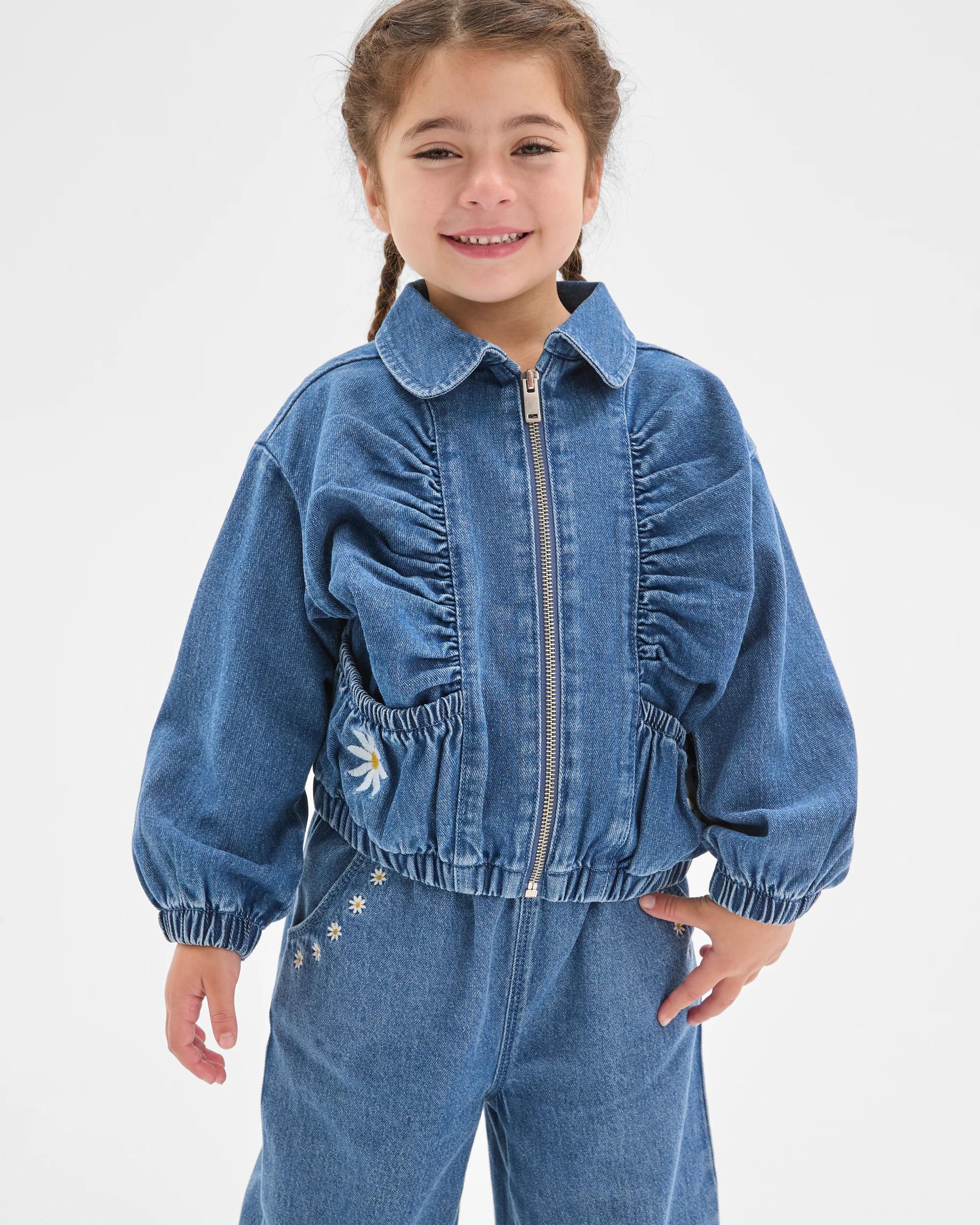 2 Target Kids Embroidered Denim Jacket BLUE WASH, 2 of 6
