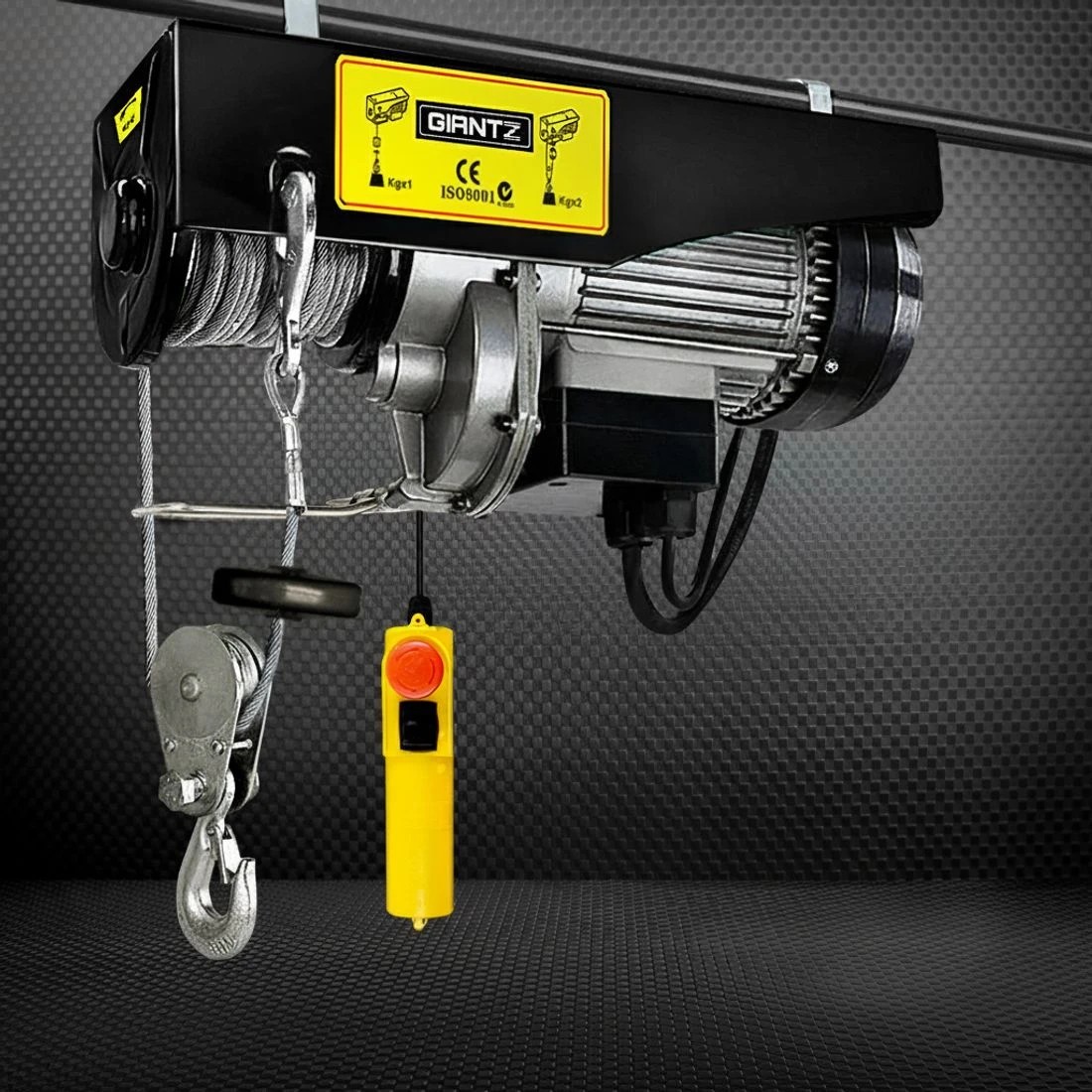 6 Giantz Electric Hoist Winch 500/1000KG Cable 20M Rope Tool Remote Chain Lifting - Black, 6 of 6