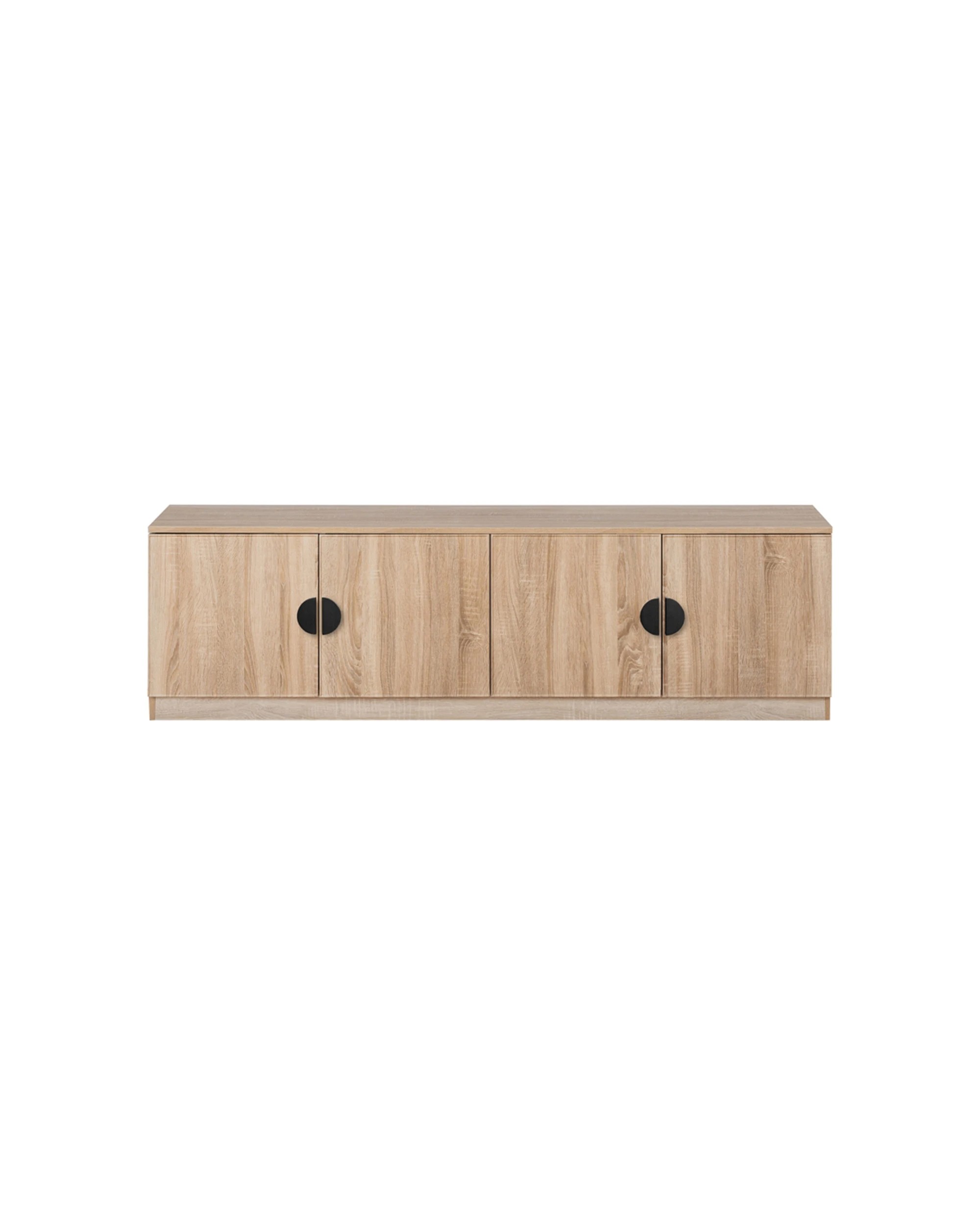 1 European Cabinetry Bucharest Oak Slim TV Unit Furniture Half Moon Handle - Natural, 1 of 4