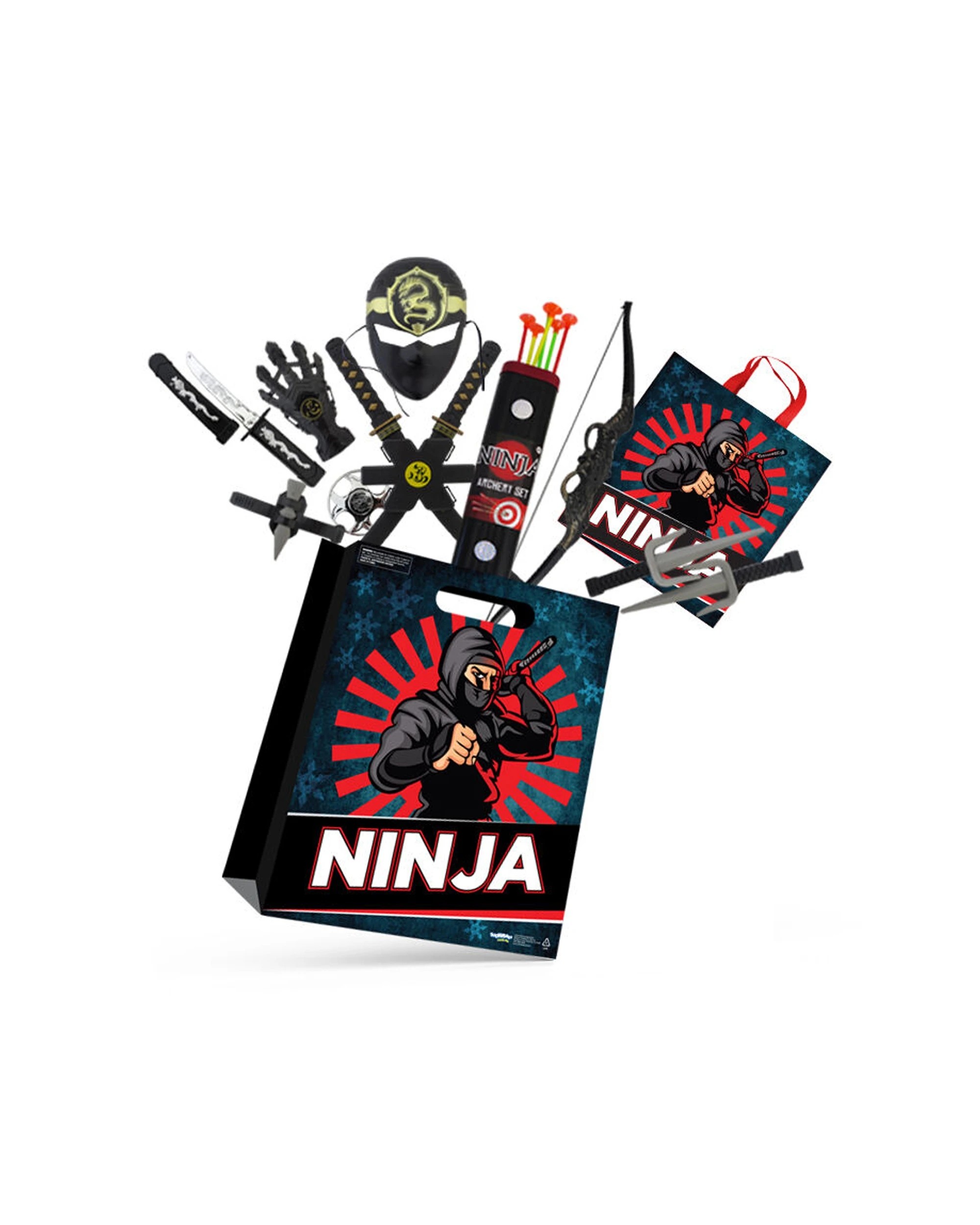 1 Ninja Showbag Ninja Mask Gloves Daggers Star Swords Toy Set Kids - Multi, 1 of 2