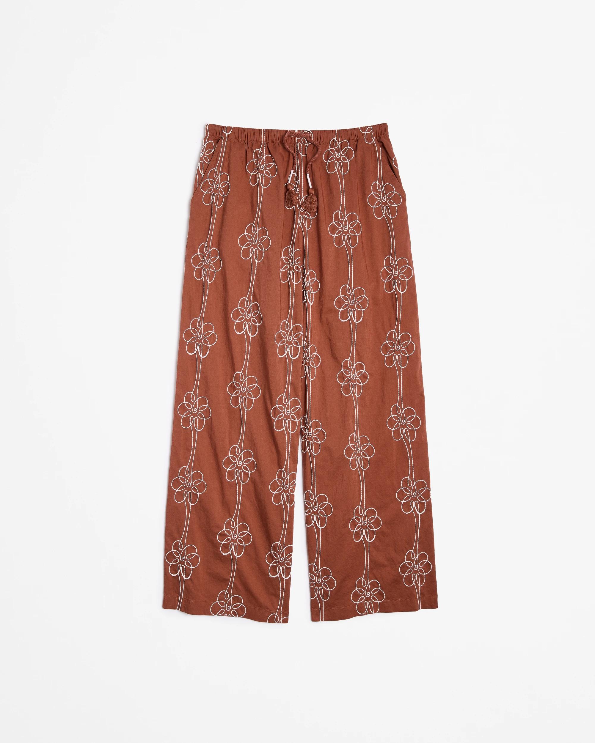 5 Target Australian Cotton Embroidered Wide Leg Pant BROWN, 5 of 6