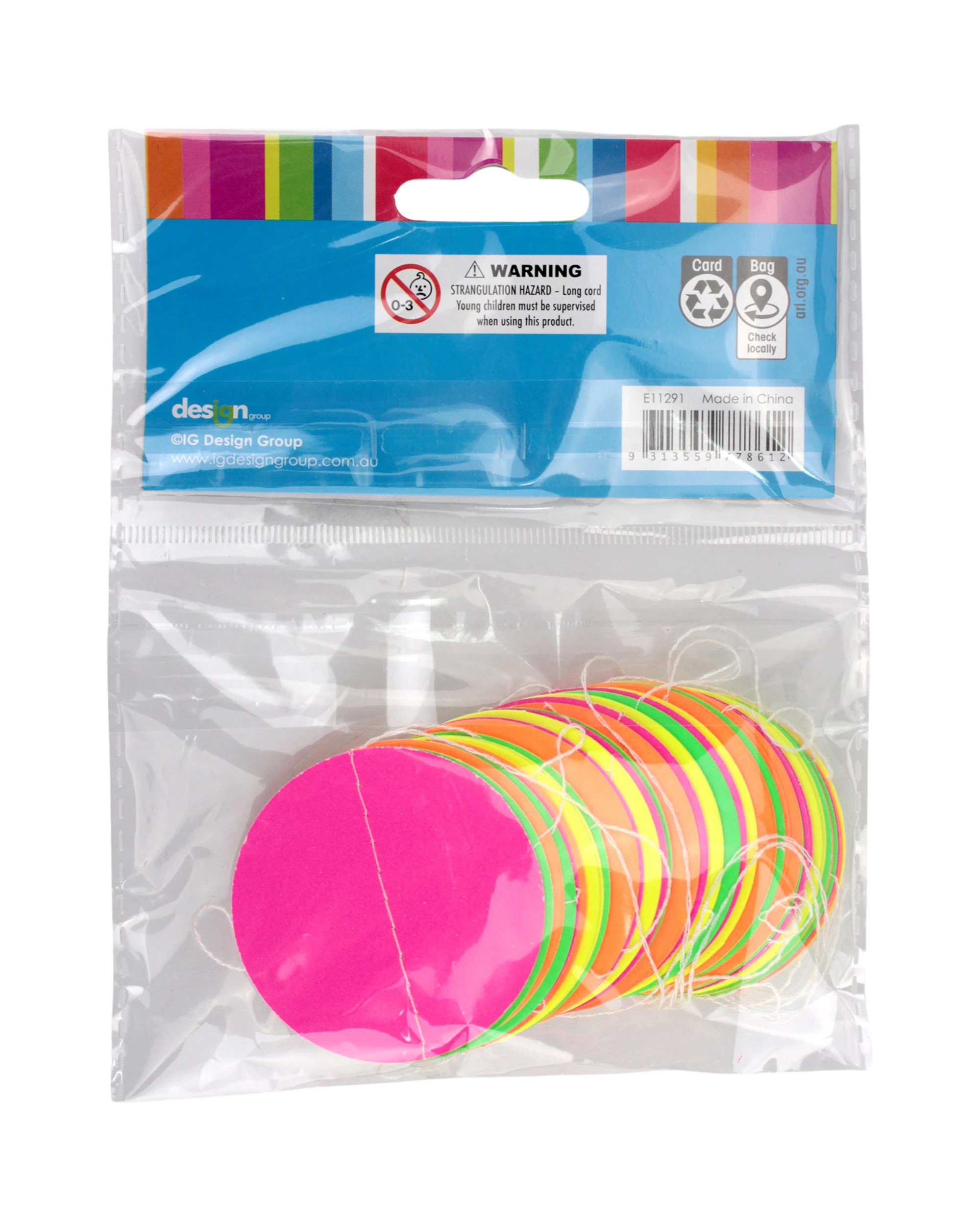 4 Artwrap Mini Neon UV Party Circles Banner 3mAssorted - Assorted, 4 of 4