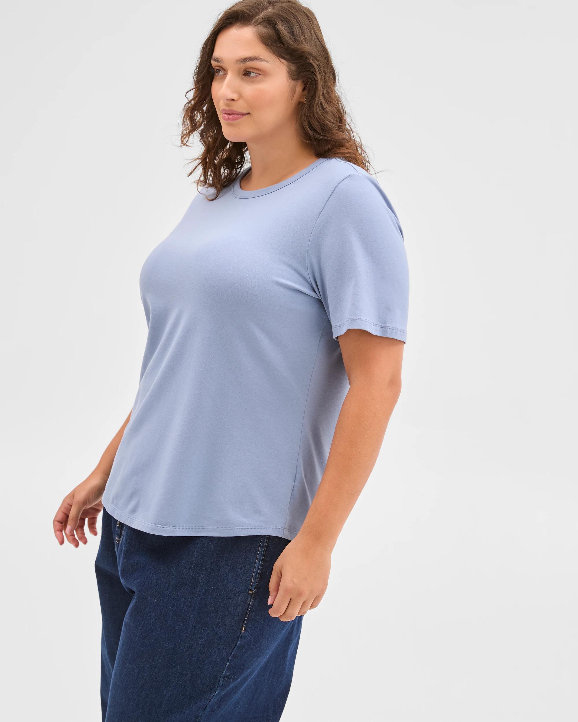 4 Target Curve Plus Size Australian Cotton T-Shirt DUSTY BLUE, 4 of 6