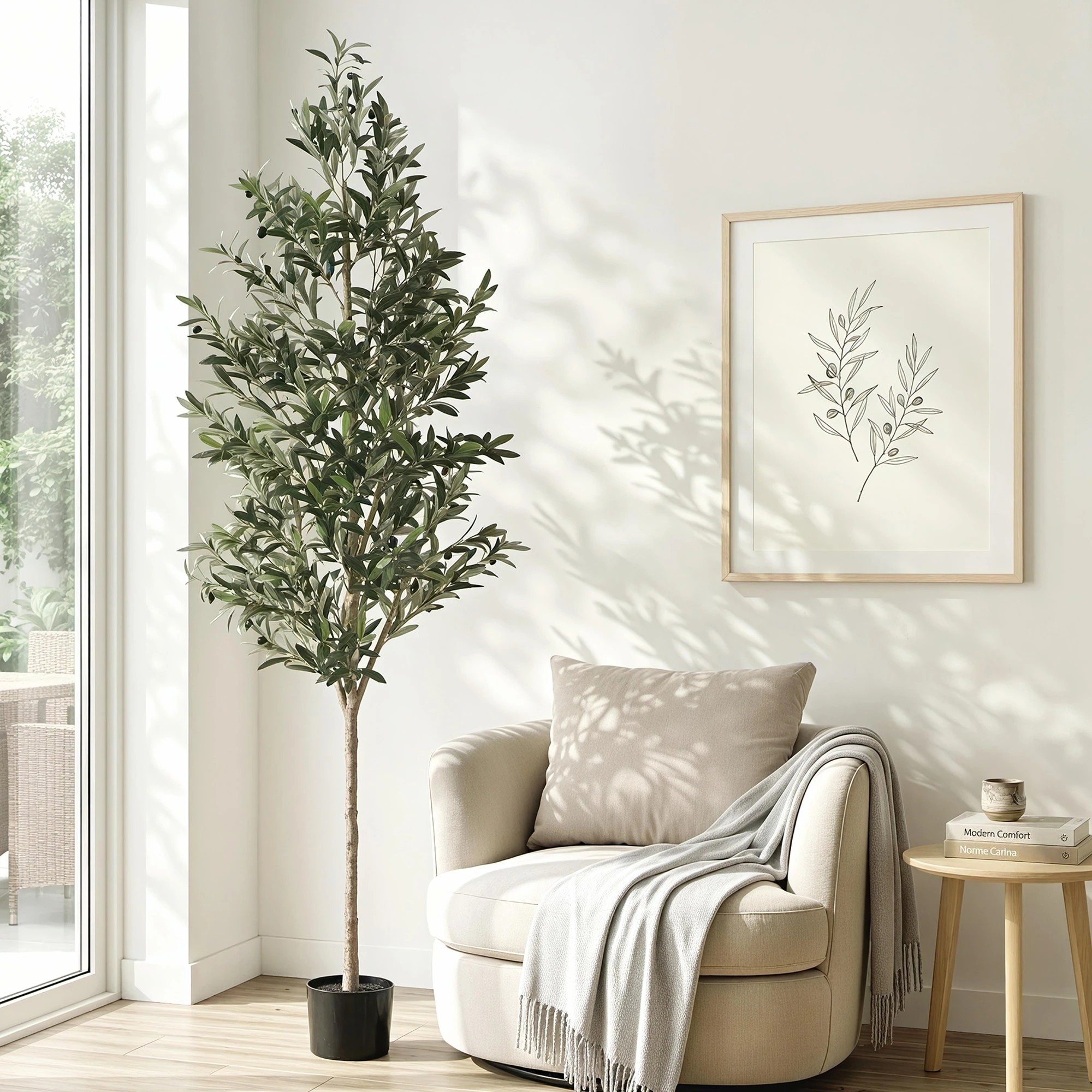 6 Artiss 210cm Artificial Olive Tree Faux Trees Indoor Decor Artificial Plants Lifelike Plant - Green, 6 of 6