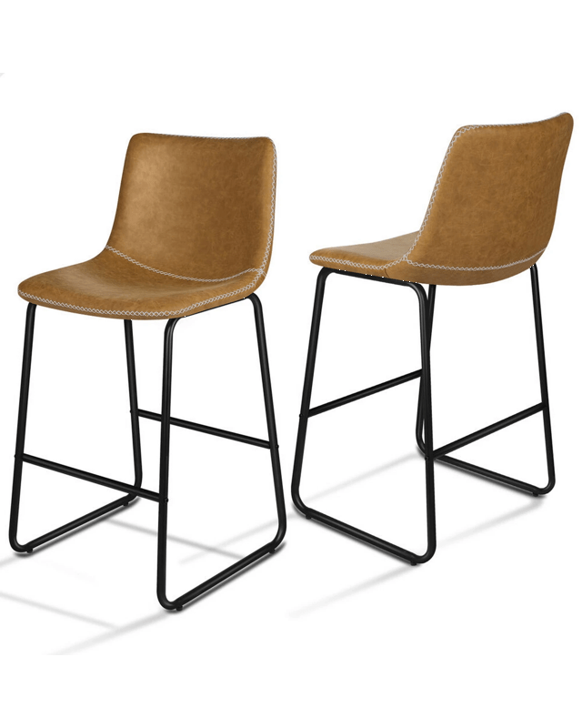 Alfordson 2x Bar Stools 66cm Kitchen Counter Metal Vintage Dining Chairs - B