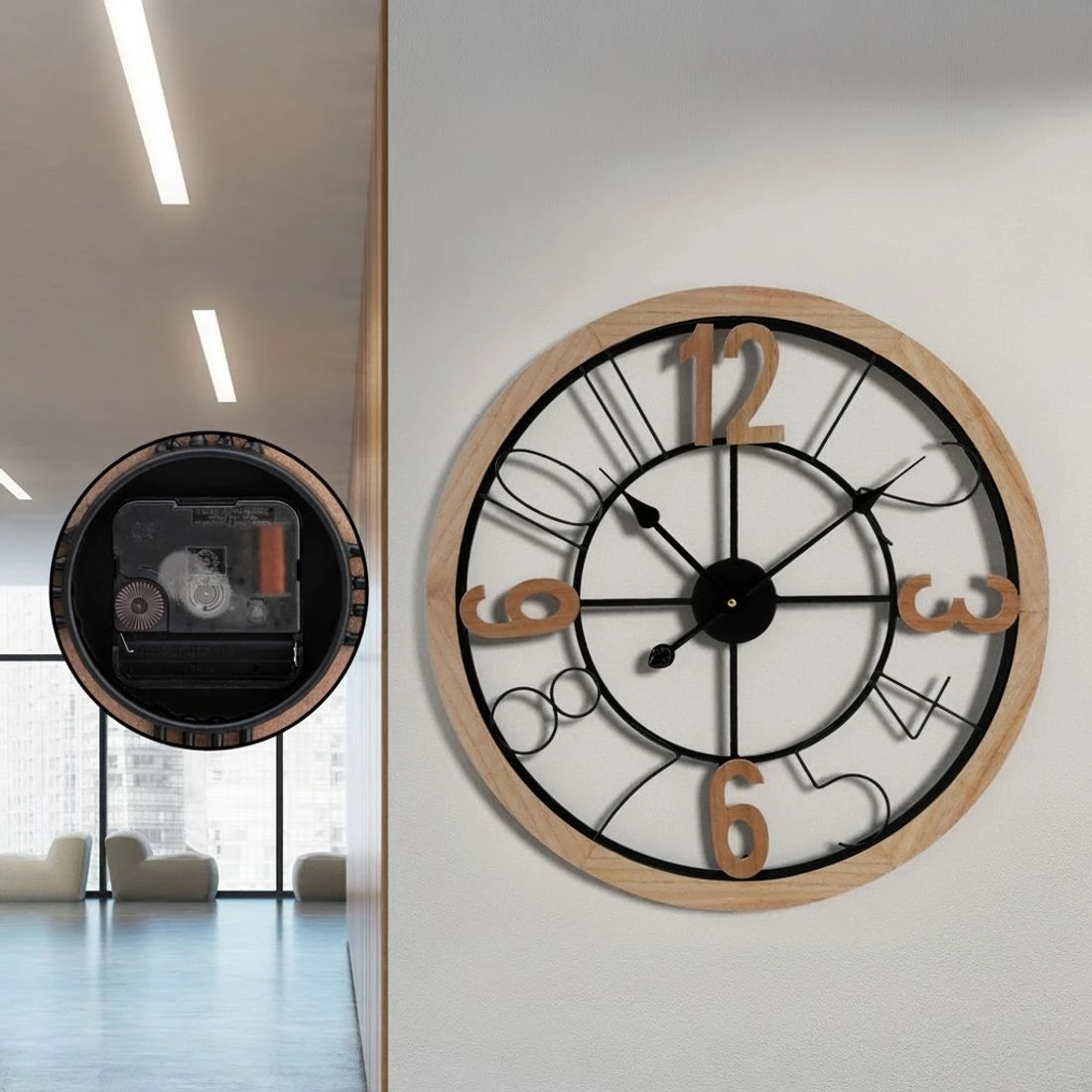 4 Artiss 60CM Wall Clock Wooden - Multi, 4 of 5