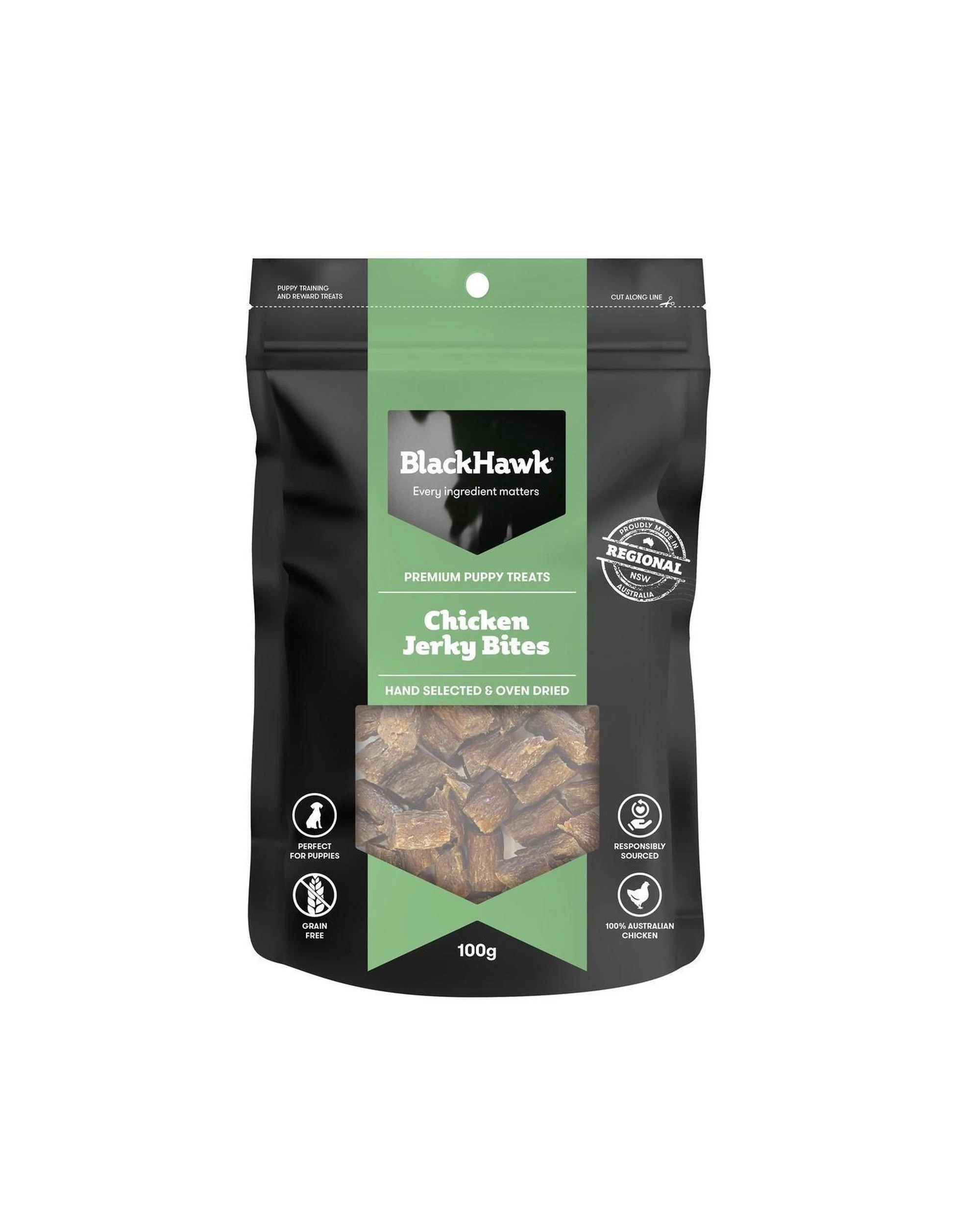 1 Black Hawk Puppy Chicken Jerky Bites Natural Dog Treats 100g, 1 of 4
