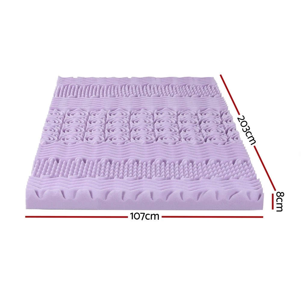 2 Giselle 8cm Memory Foam Mattress Topper Lavender Infused Bamboo Cover 7-Zone King Single - Purple, 2 of 9